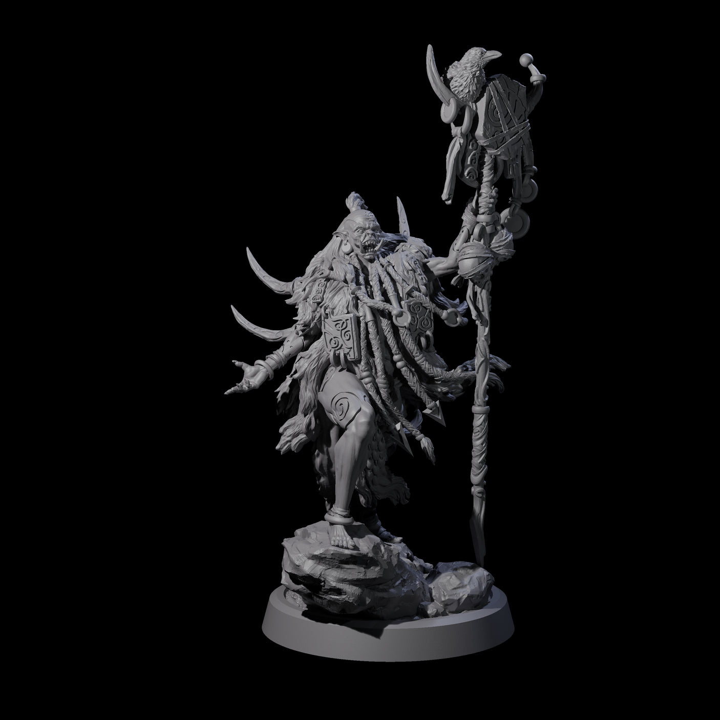 Four Tusked Goblin Shamans Miniature for Dungeons and Dragons, Pathfinder or other TTRPGs