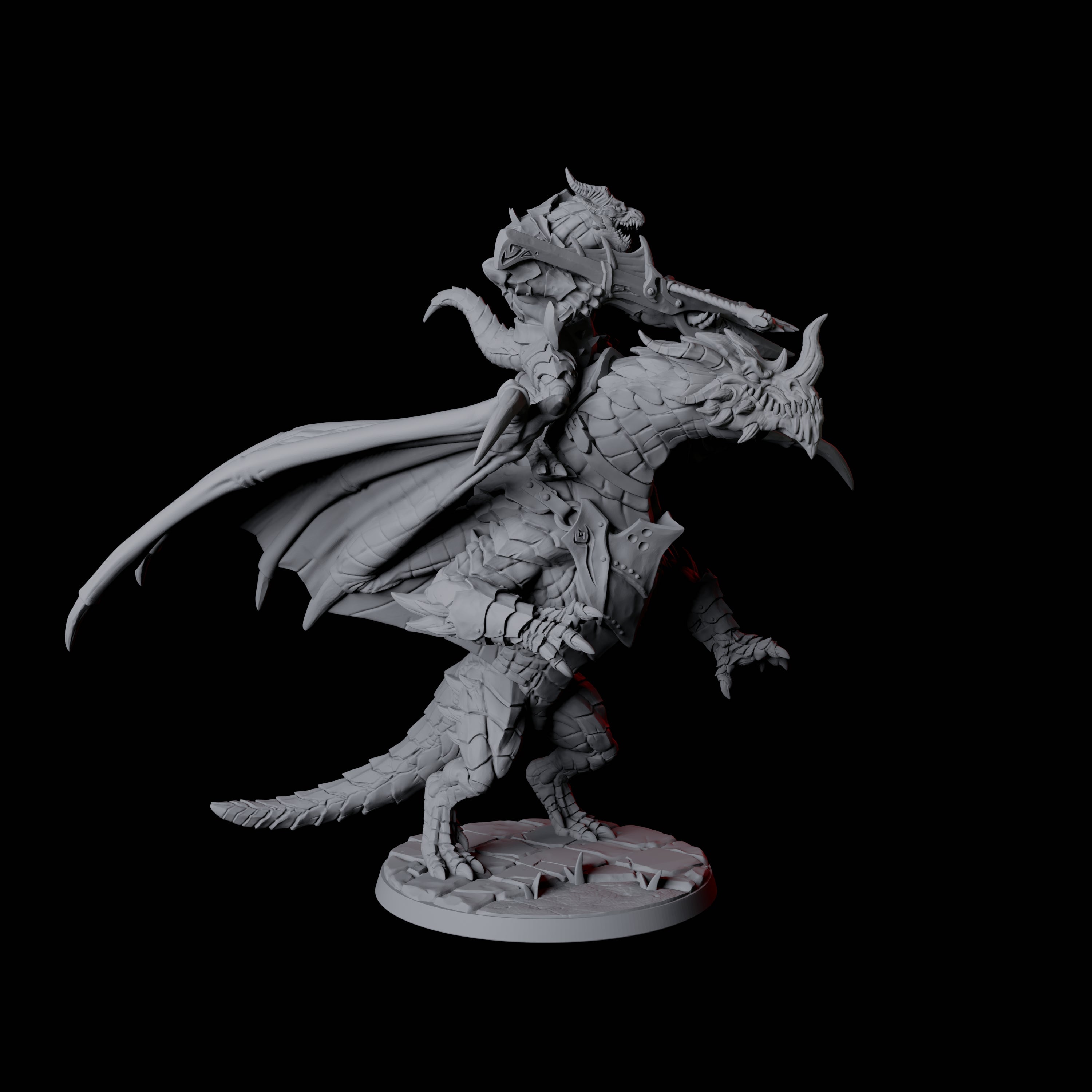 Four Valiant Dragonborn Warriors Riding Dragons Miniature for Dungeons and Dragons, Pathfinder or other TTRPGs