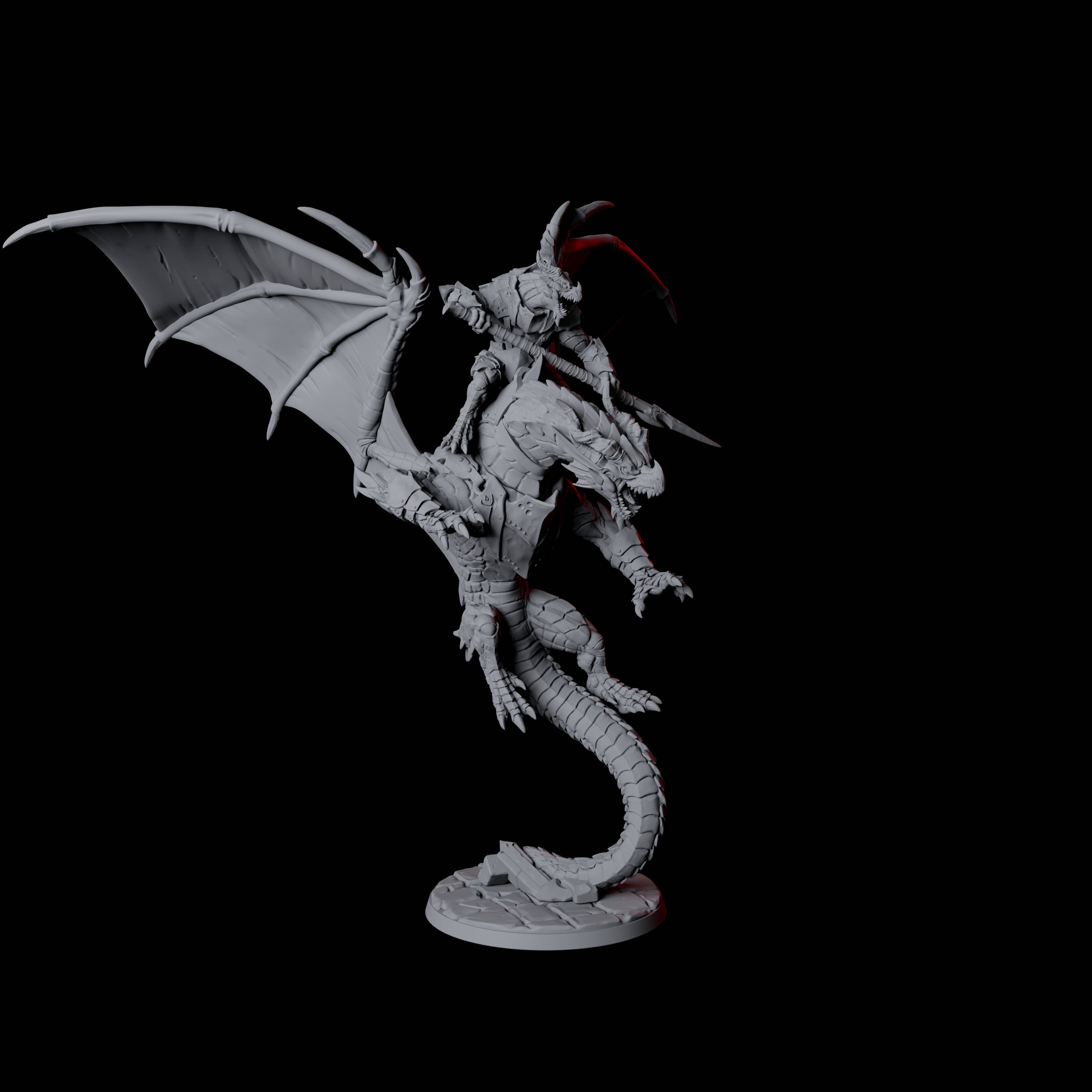 Four Valiant Dragonborn Warriors Riding Dragons Miniature for Dungeons and Dragons, Pathfinder or other TTRPGs