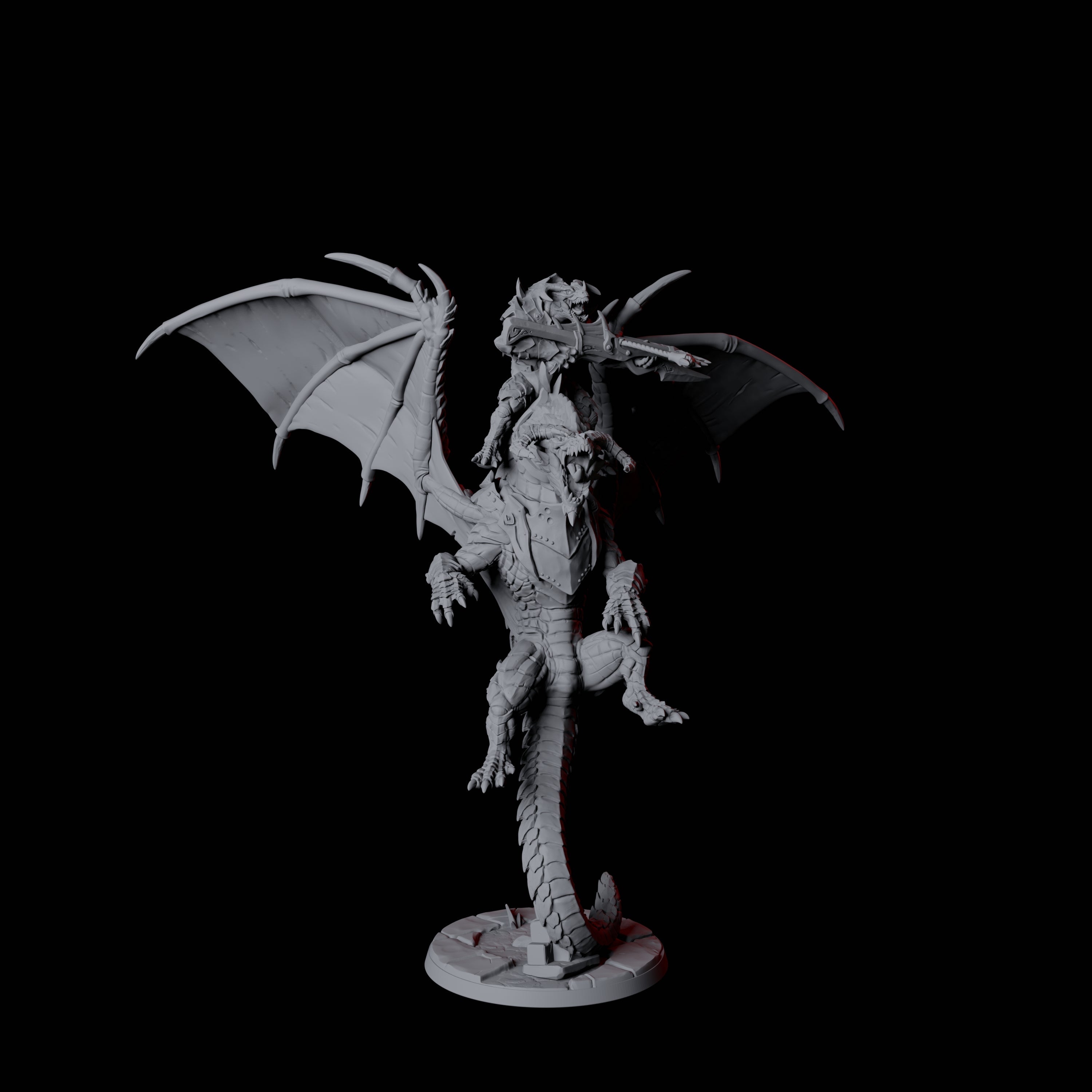 Four Valiant Dragonborn Warriors Riding Dragons Miniature for Dungeons and Dragons, Pathfinder or other TTRPGs