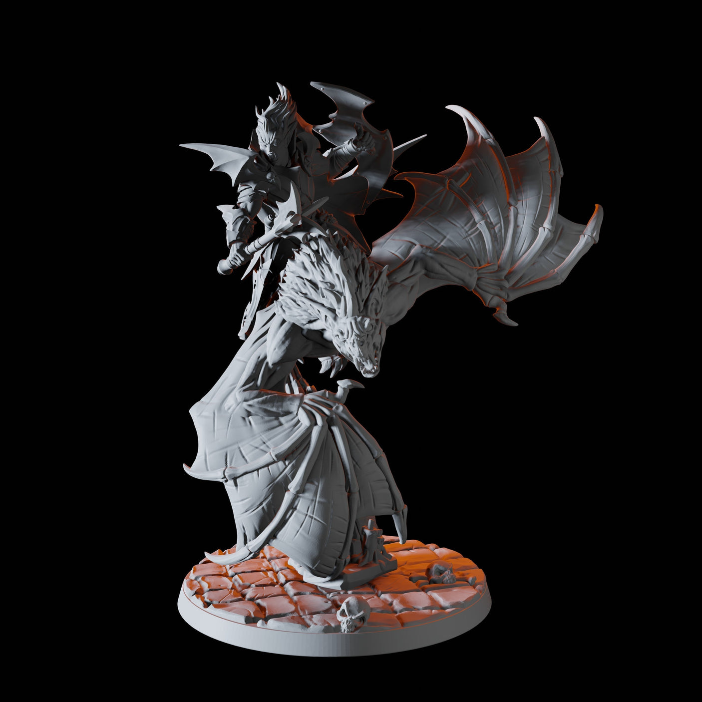 Four Vampires on Giant Bats Miniature for Dungeons and Dragons, Pathfinder or other TTRPGs