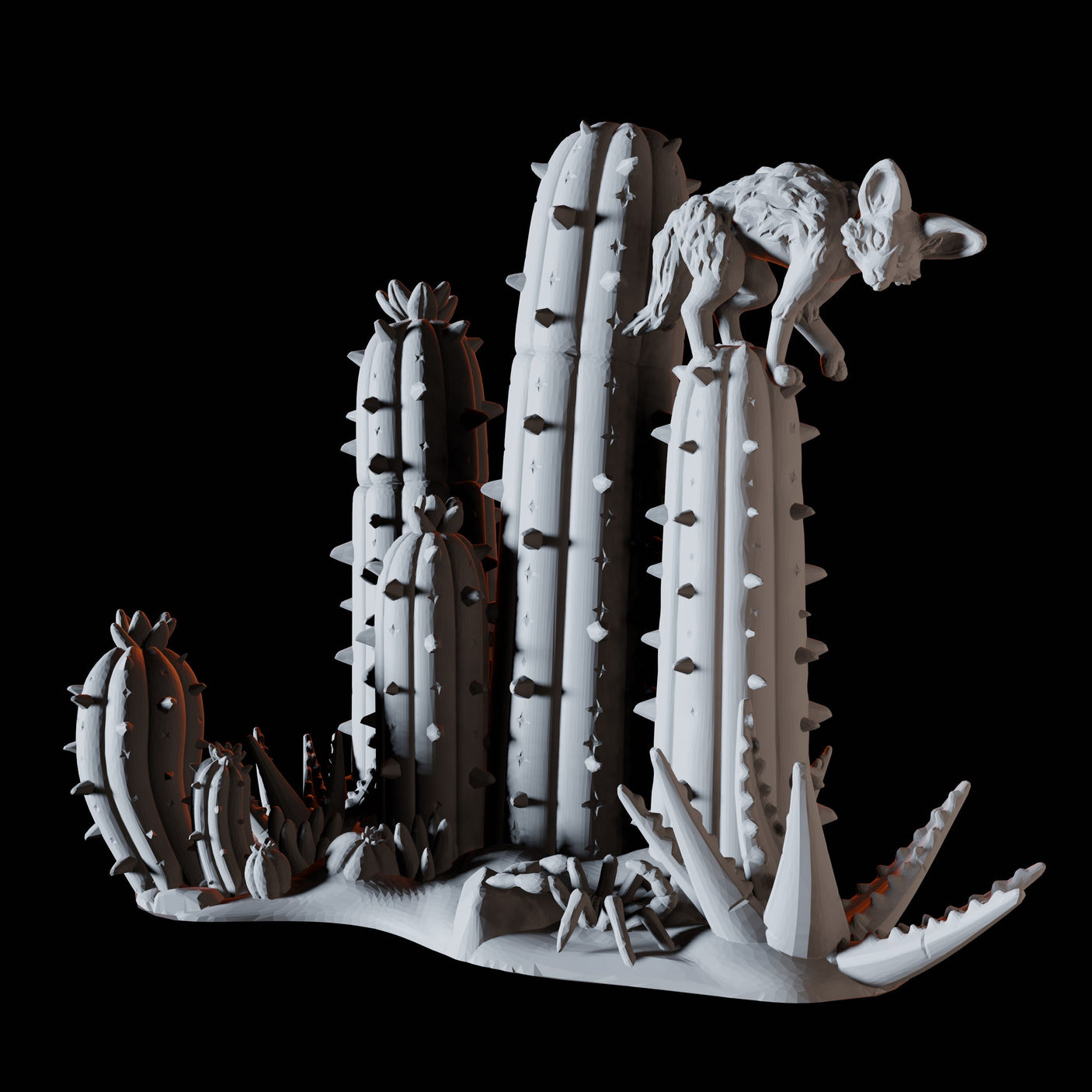 Fox on a cactus Miniature for Dungeons and Dragons, Pathfinder or other TTRPGs
