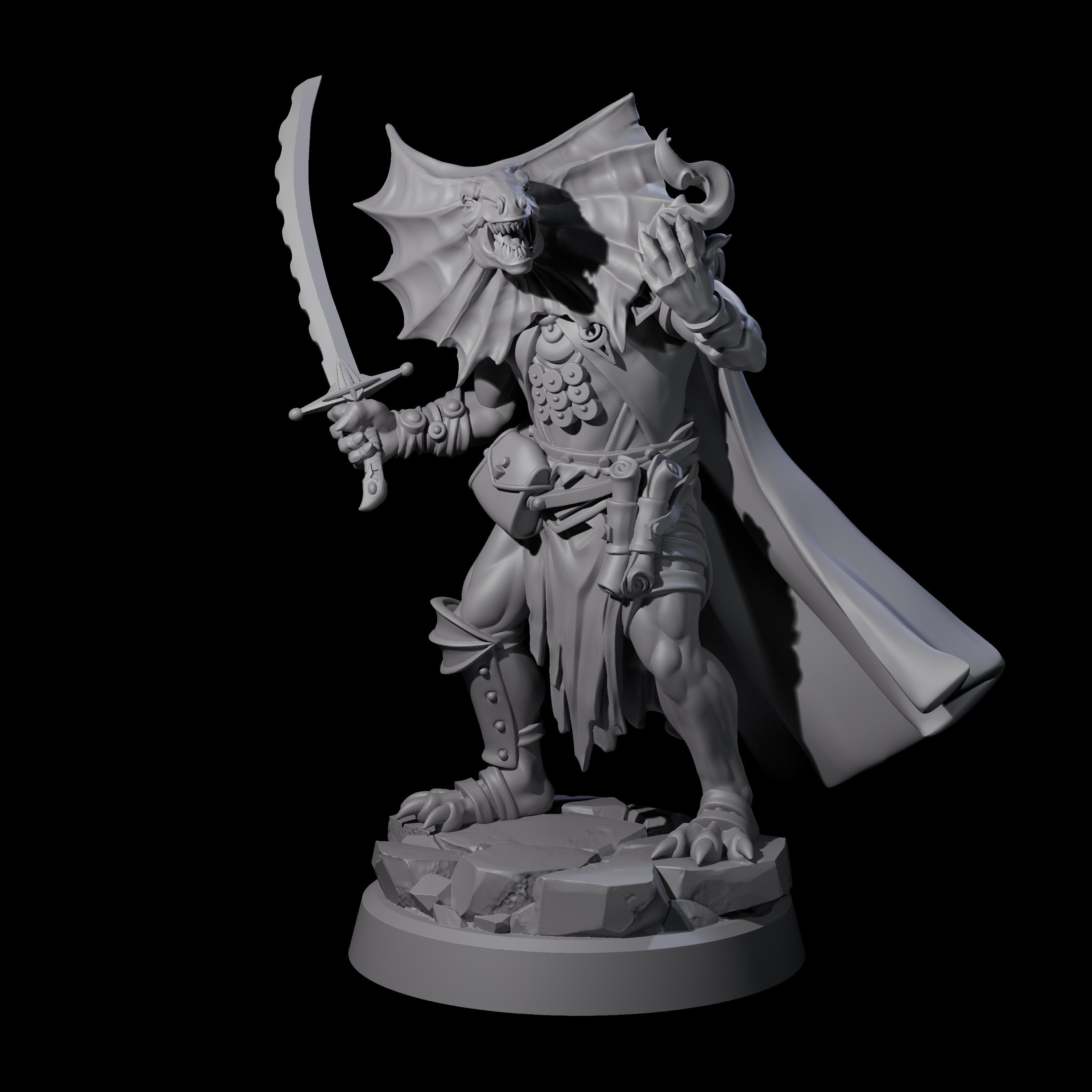 Frilled Lizardfolk Arcane Trickster Miniature for Dungeons and Dragons, Pathfinder or other TTRPGs