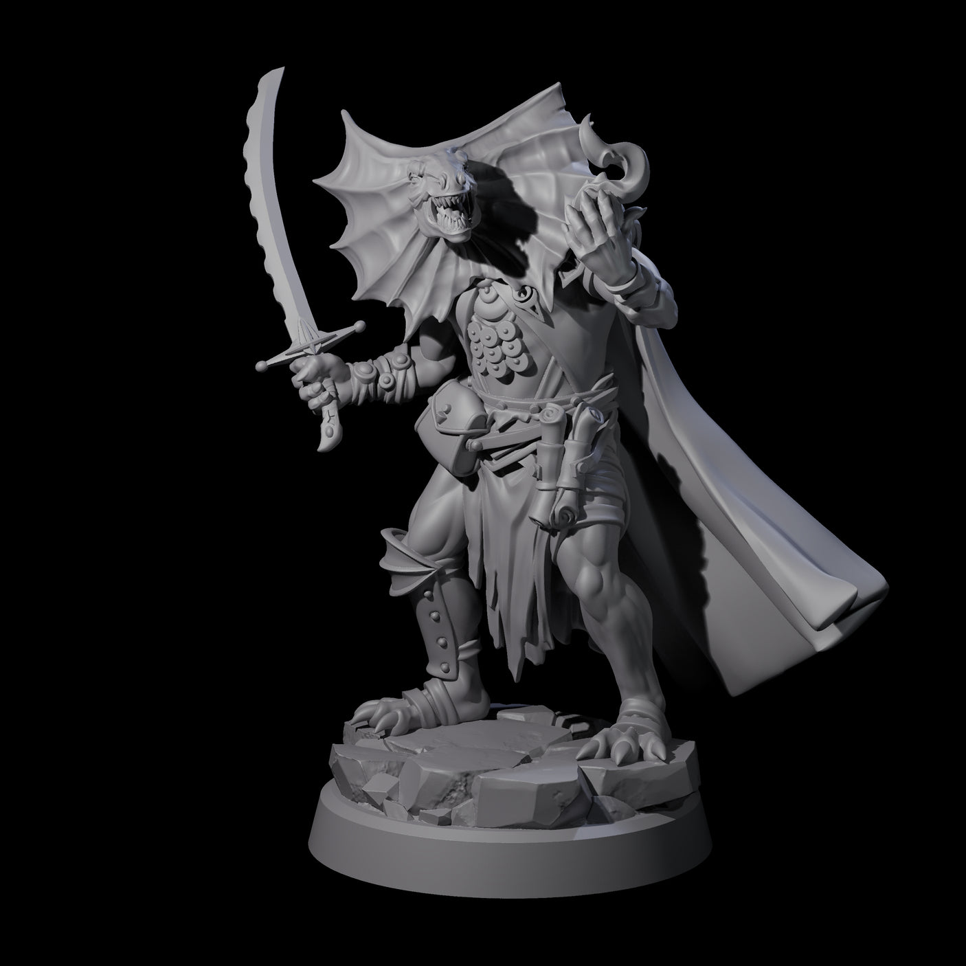 Frilled Lizardfolk Arcane Trickster Miniature for Dungeons and Dragons, Pathfinder or other TTRPGs