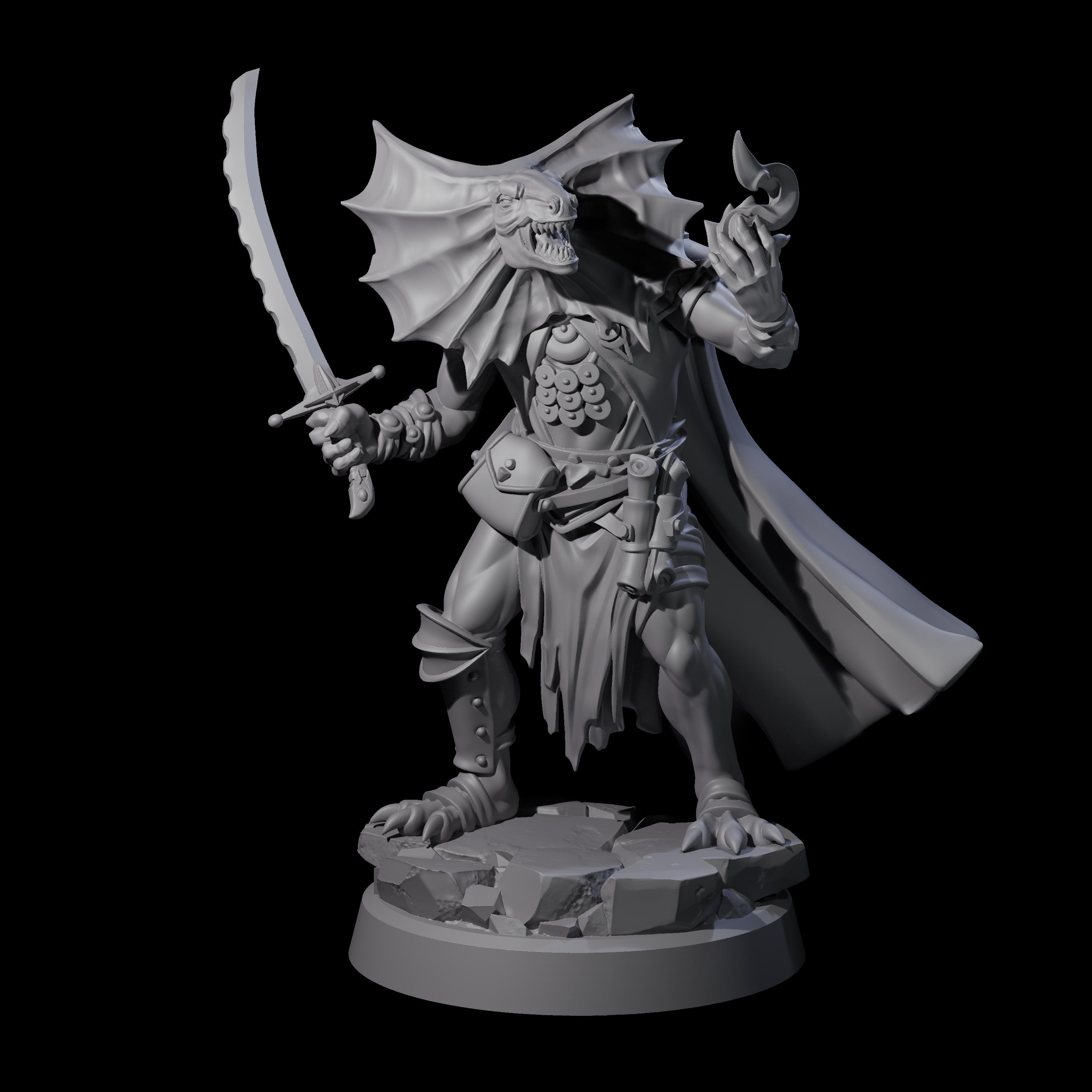 Frilled Lizardfolk Arcane Trickster Miniature for Dungeons and Dragons, Pathfinder or other TTRPGs