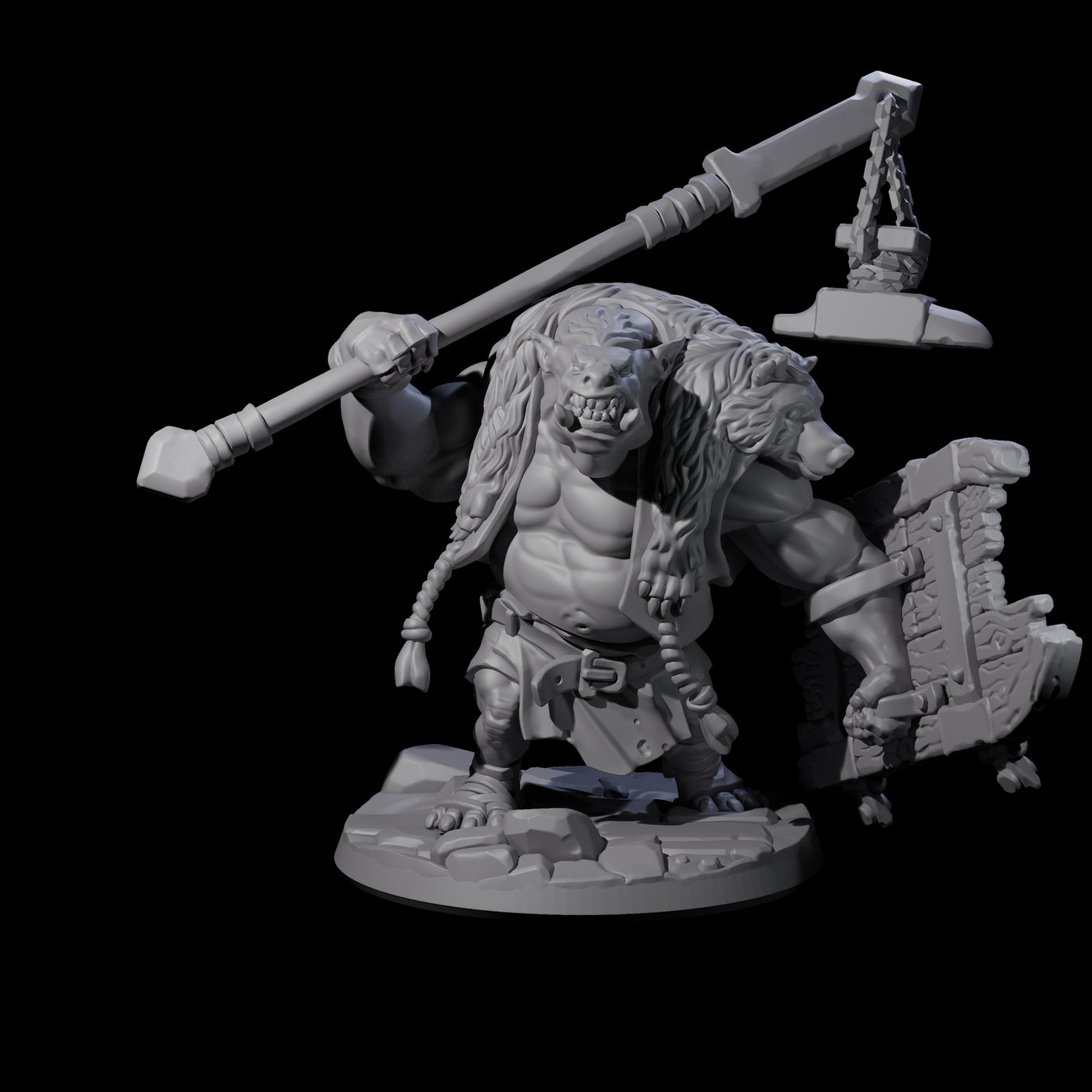 Frothing Ogre C Miniature for Dungeons and Dragons, Pathfinder or other TTRPGs