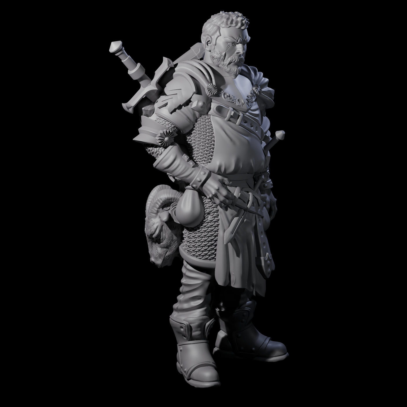 Frowning Scarred Veteran Miniature for Dungeons and Dragons, Pathfinder or other TTRPGs