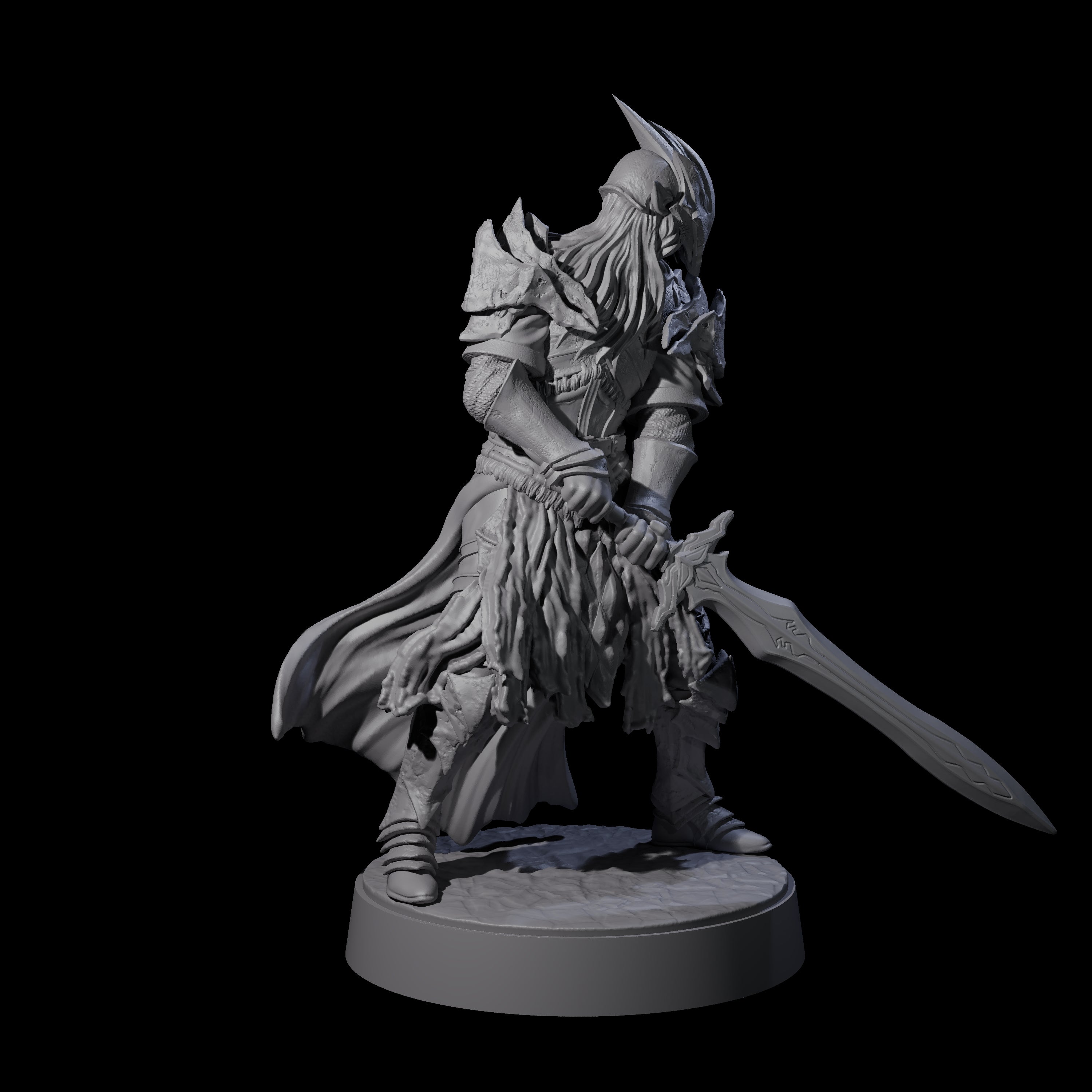 Full Helm Elf Blademaster A Miniature for Dungeons and Dragons, Pathfinder or other TTRPGs