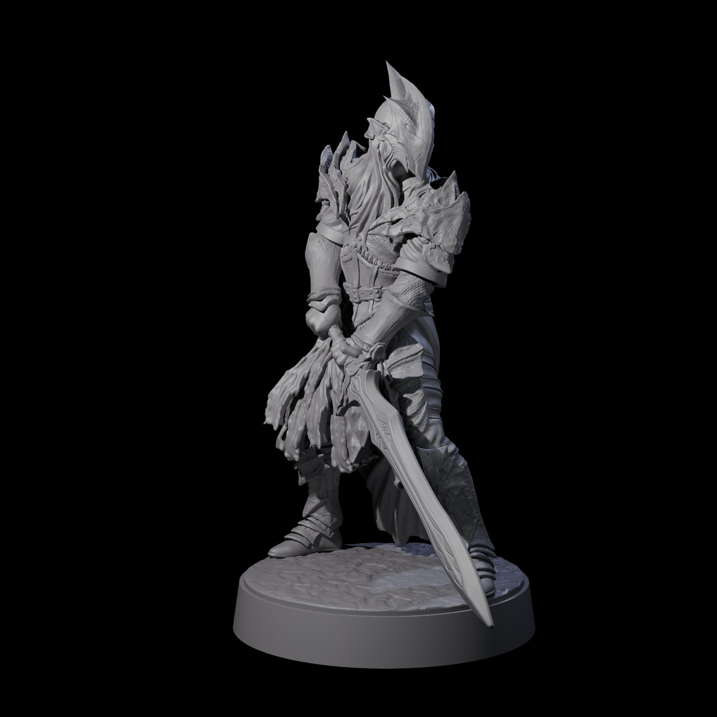 Full Helm Elf Blademaster A Miniature for Dungeons and Dragons, Pathfinder or other TTRPGs
