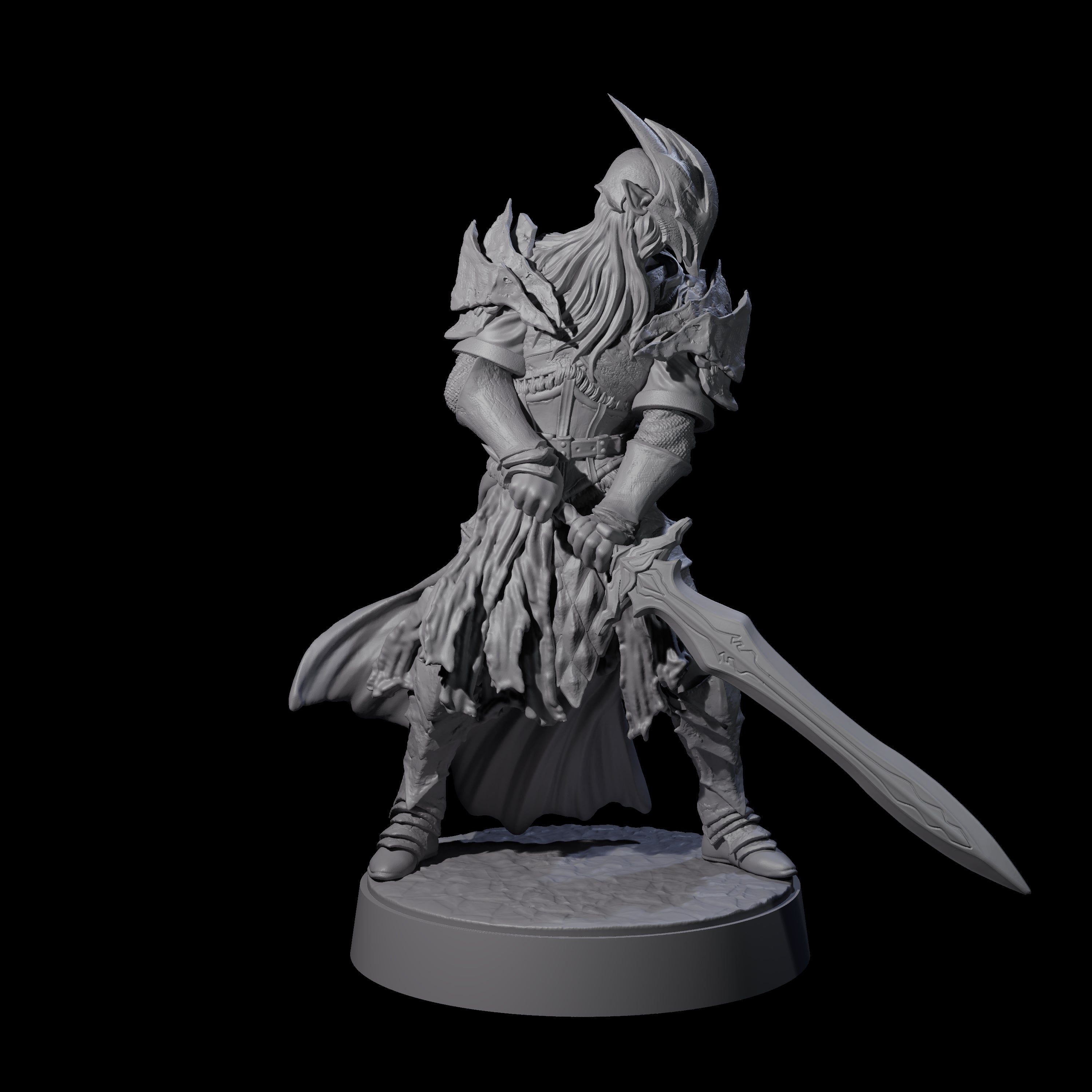 Full Helm Elf Blademaster A Miniature for Dungeons and Dragons, Pathfinder or other TTRPGs