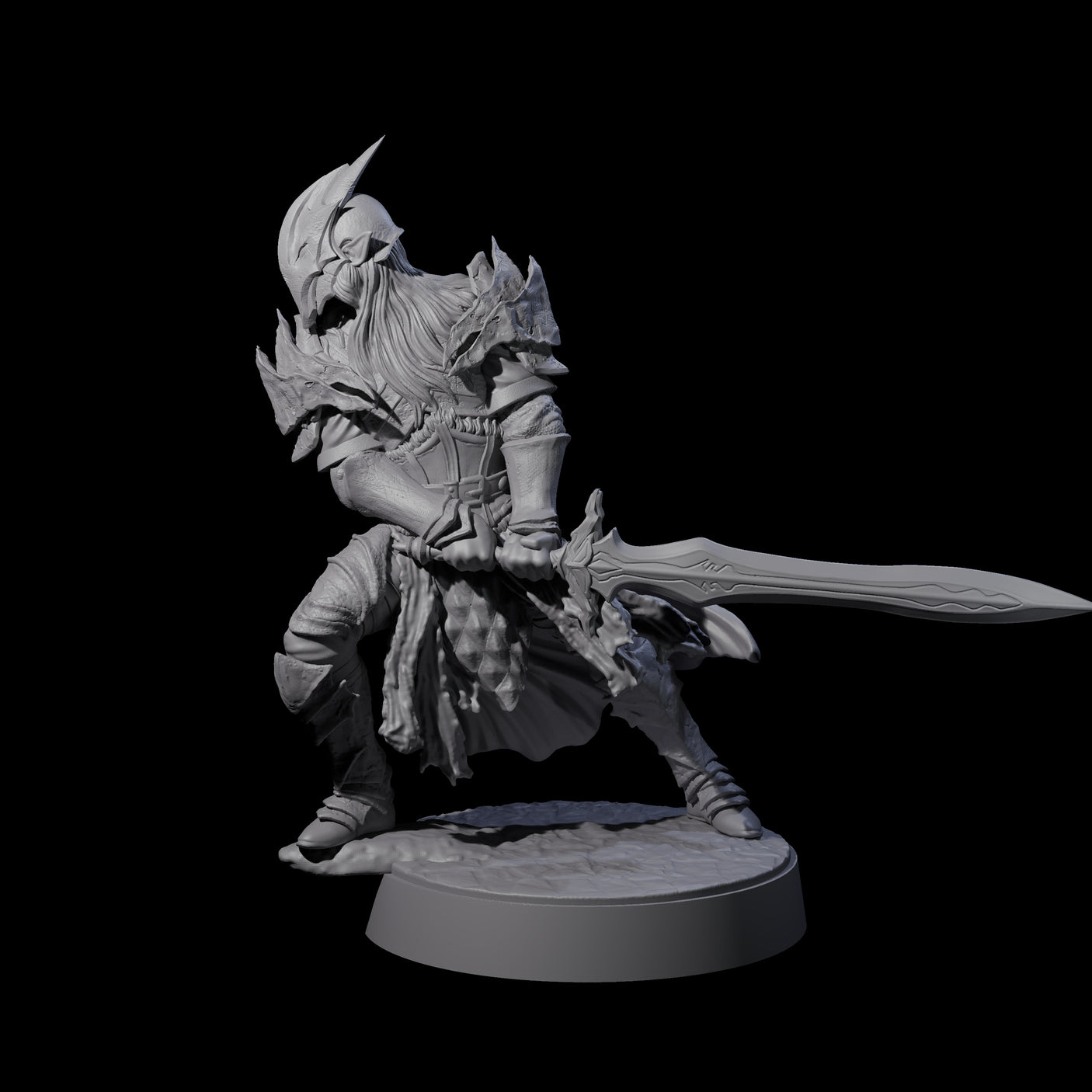 Full Helm Elf Blademaster C Miniature for Dungeons and Dragons, Pathfinder or other TTRPGs
