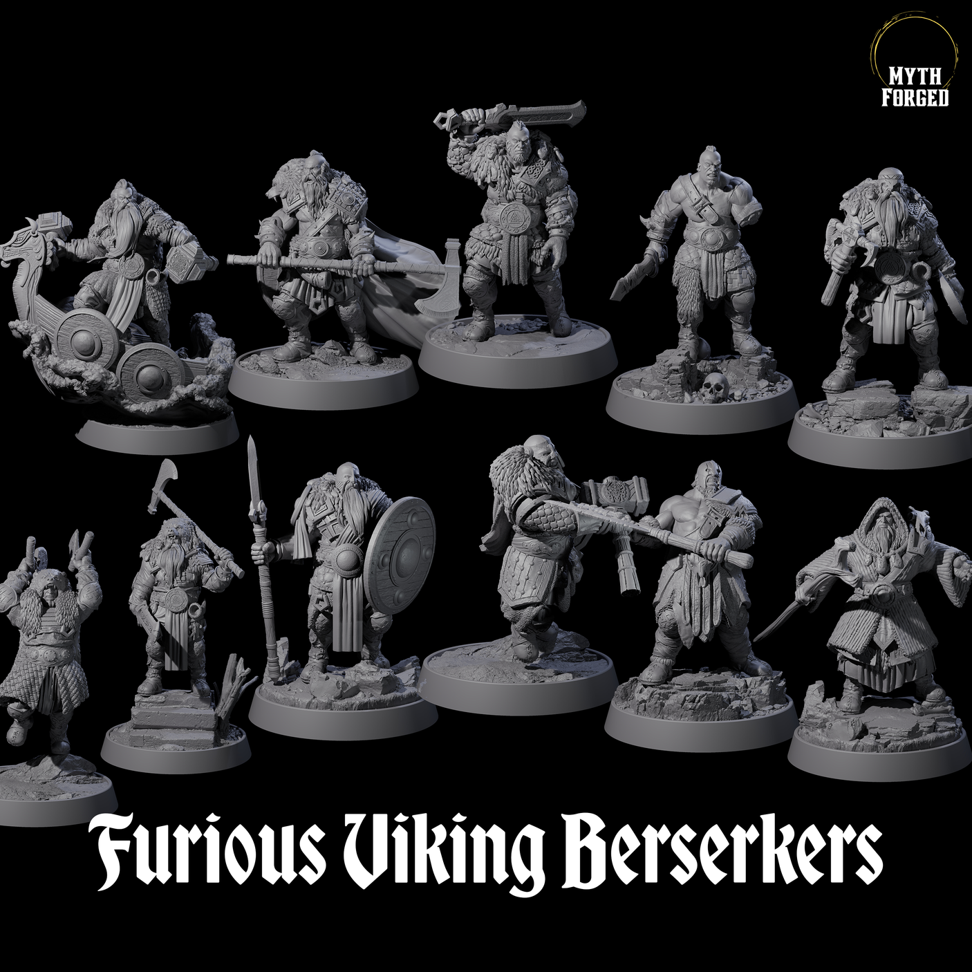 Furious Viking Berserkers Miniature for Dungeons and Dragons, Pathfinder or other TTRPGs