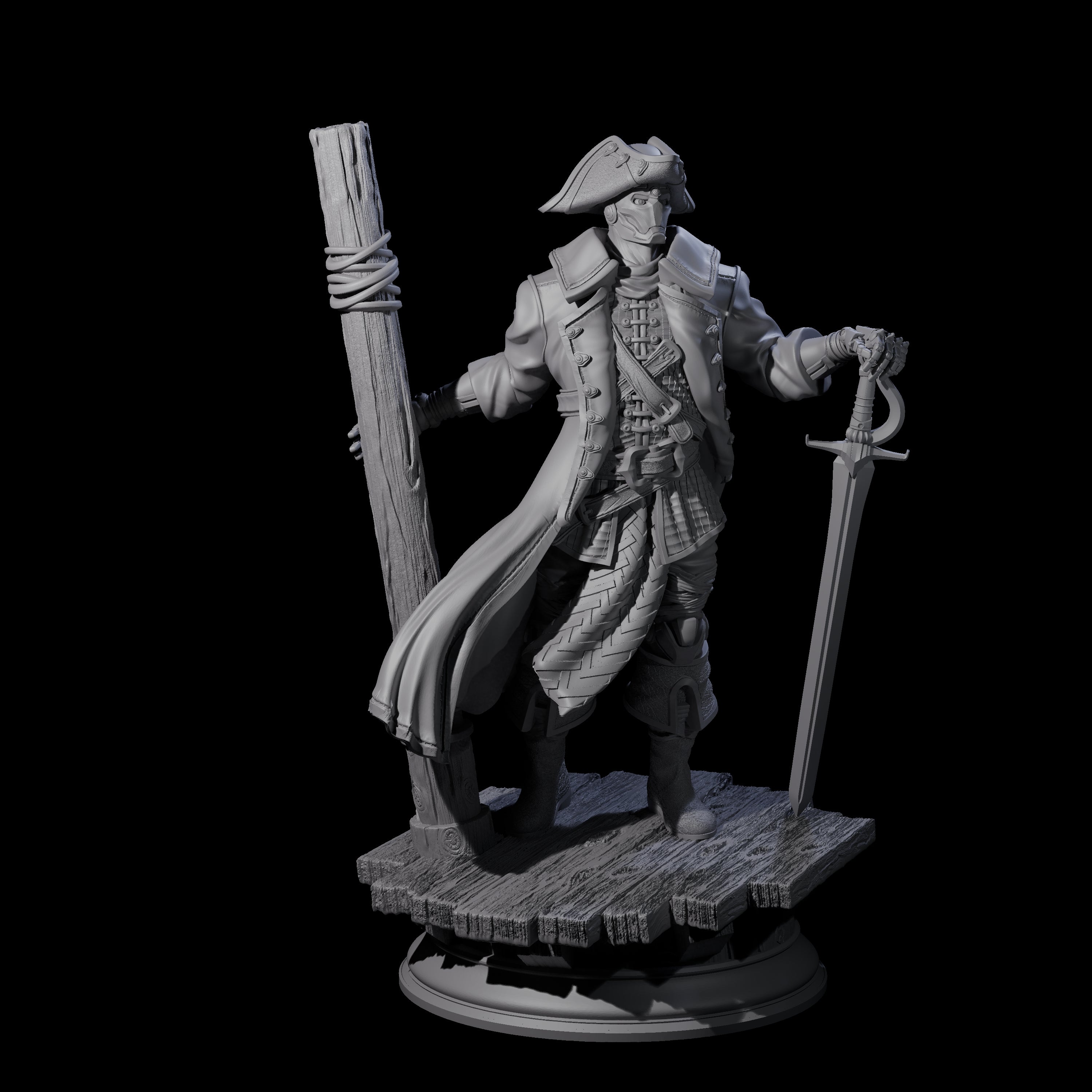 Galant Warforged Pirate Miniature for Dungeons and Dragons, Pathfinder or other TTRPGs