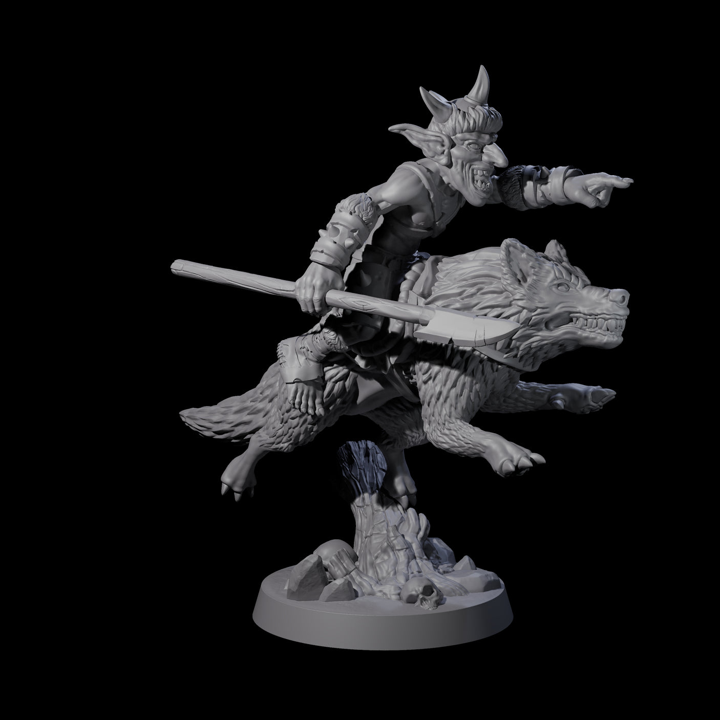 Galloping Goblin Rider C Miniature for Dungeons and Dragons, Pathfinder or other TTRPGs