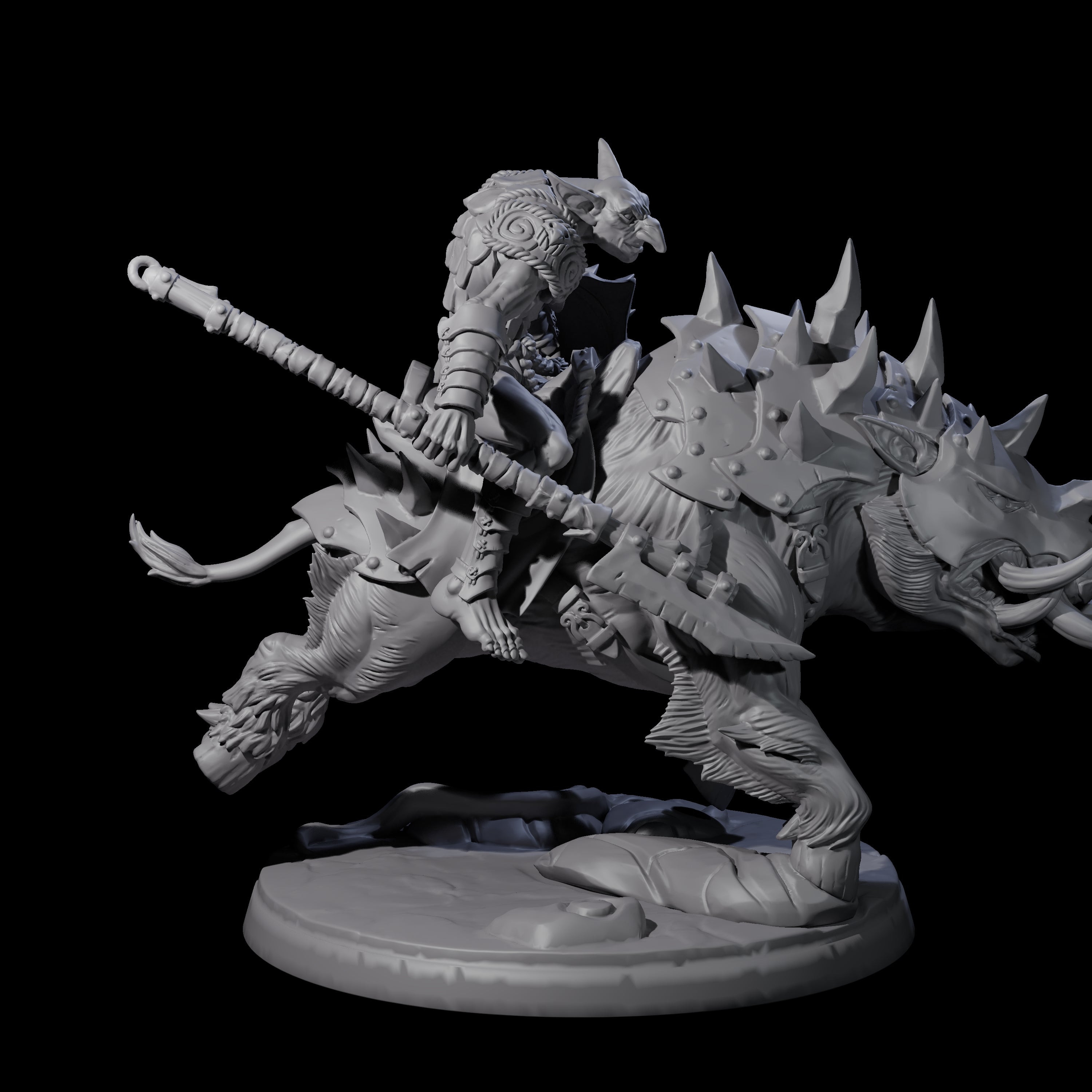 Galloping Hobgoblin Rider B Miniature for Dungeons and Dragons, Pathfinder or other TTRPGs