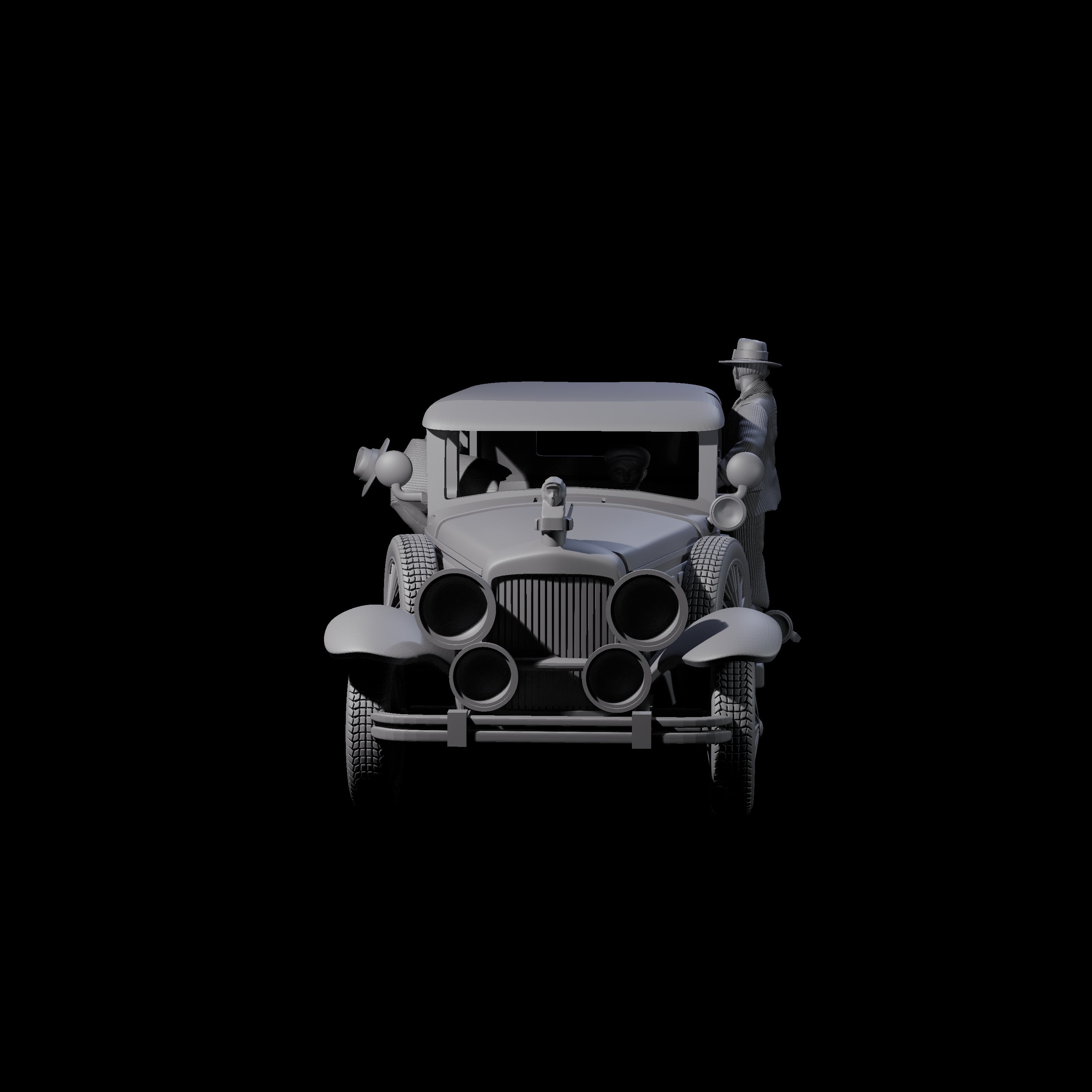 Gangster Riding Minerva Car Miniature for Dungeons and Dragons, Pathfinder or other TTRPGs