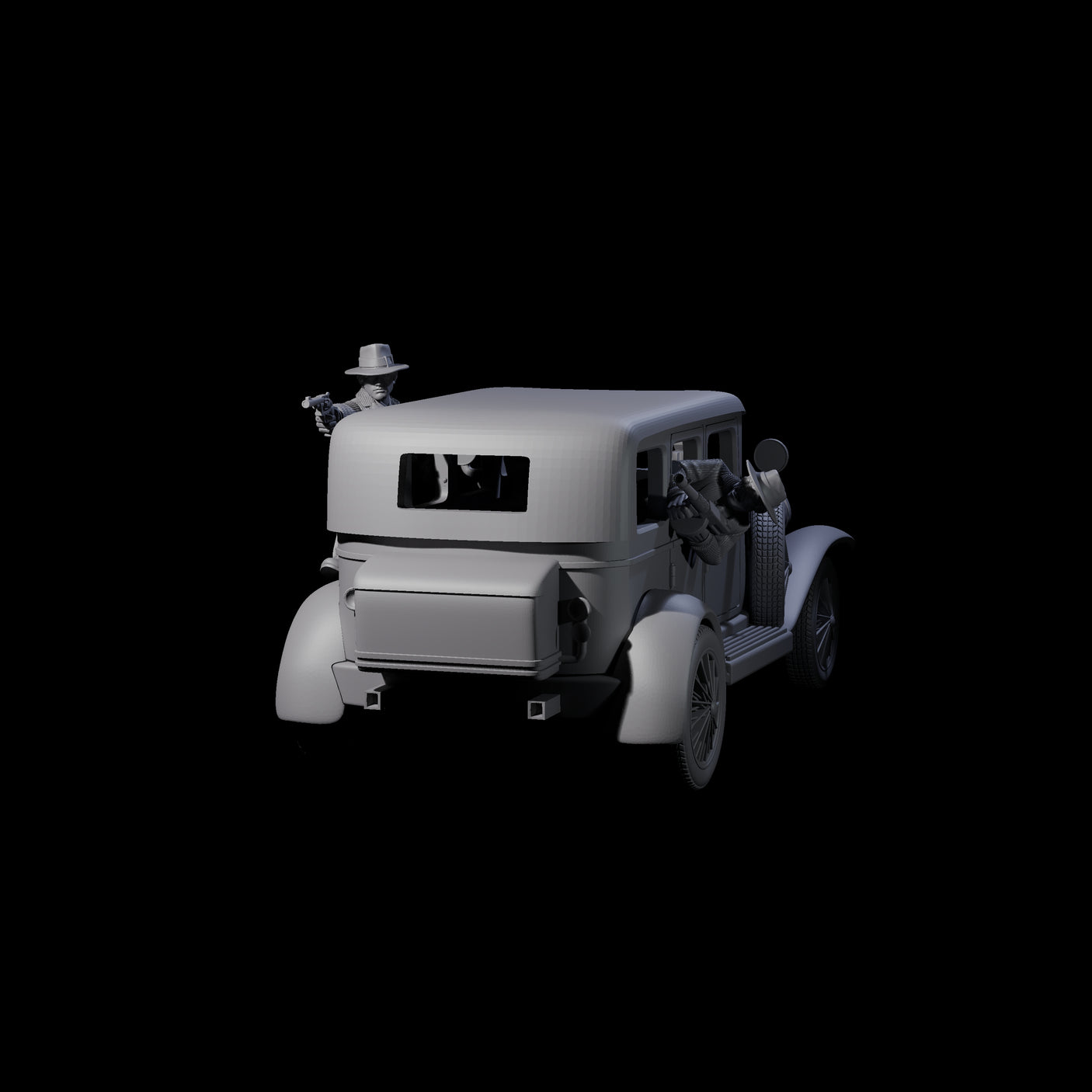 Gangster Riding Minerva Car Miniature for Dungeons and Dragons, Pathfinder or other TTRPGs