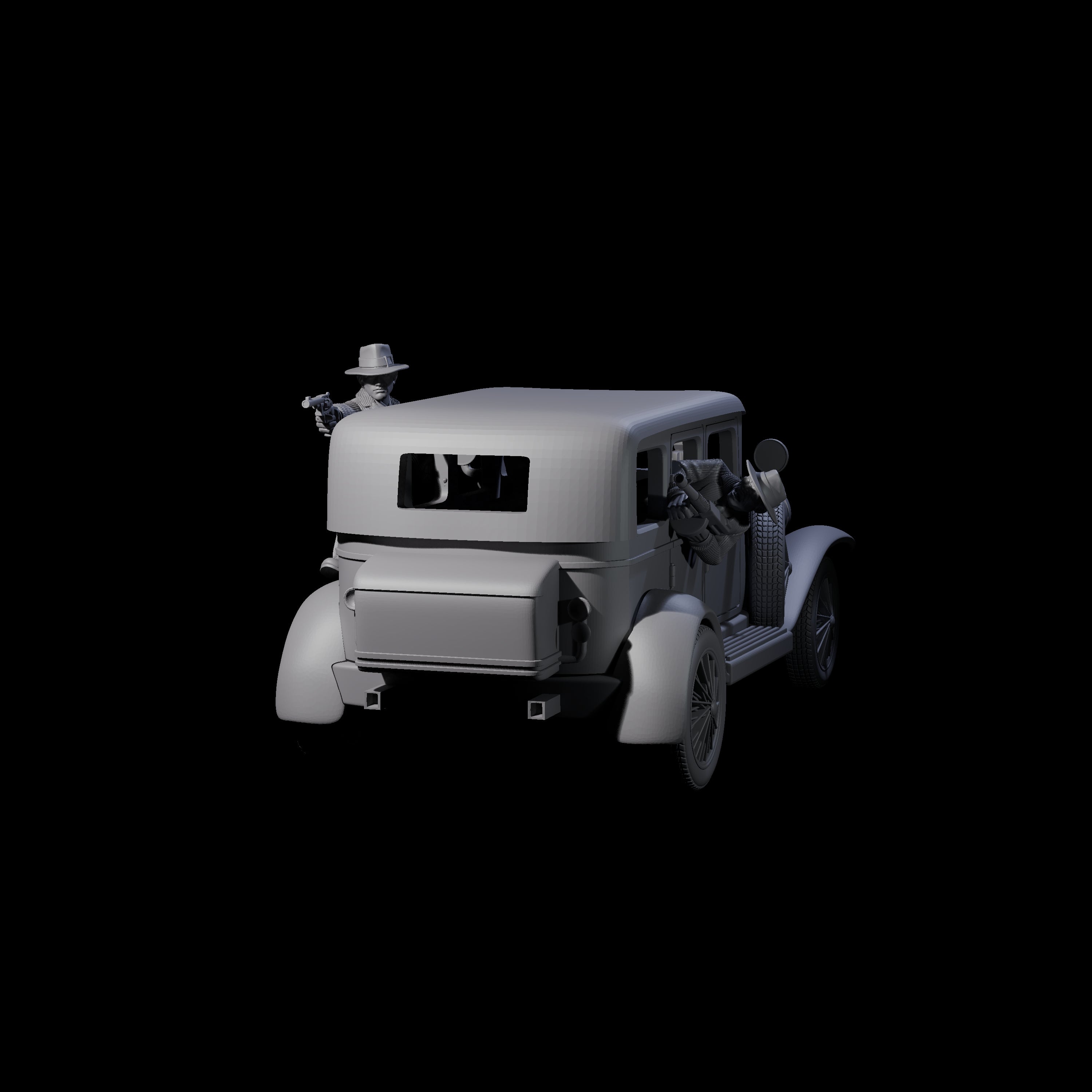 Gangster Riding Minerva Car Miniature for Dungeons and Dragons, Pathfinder or other TTRPGs