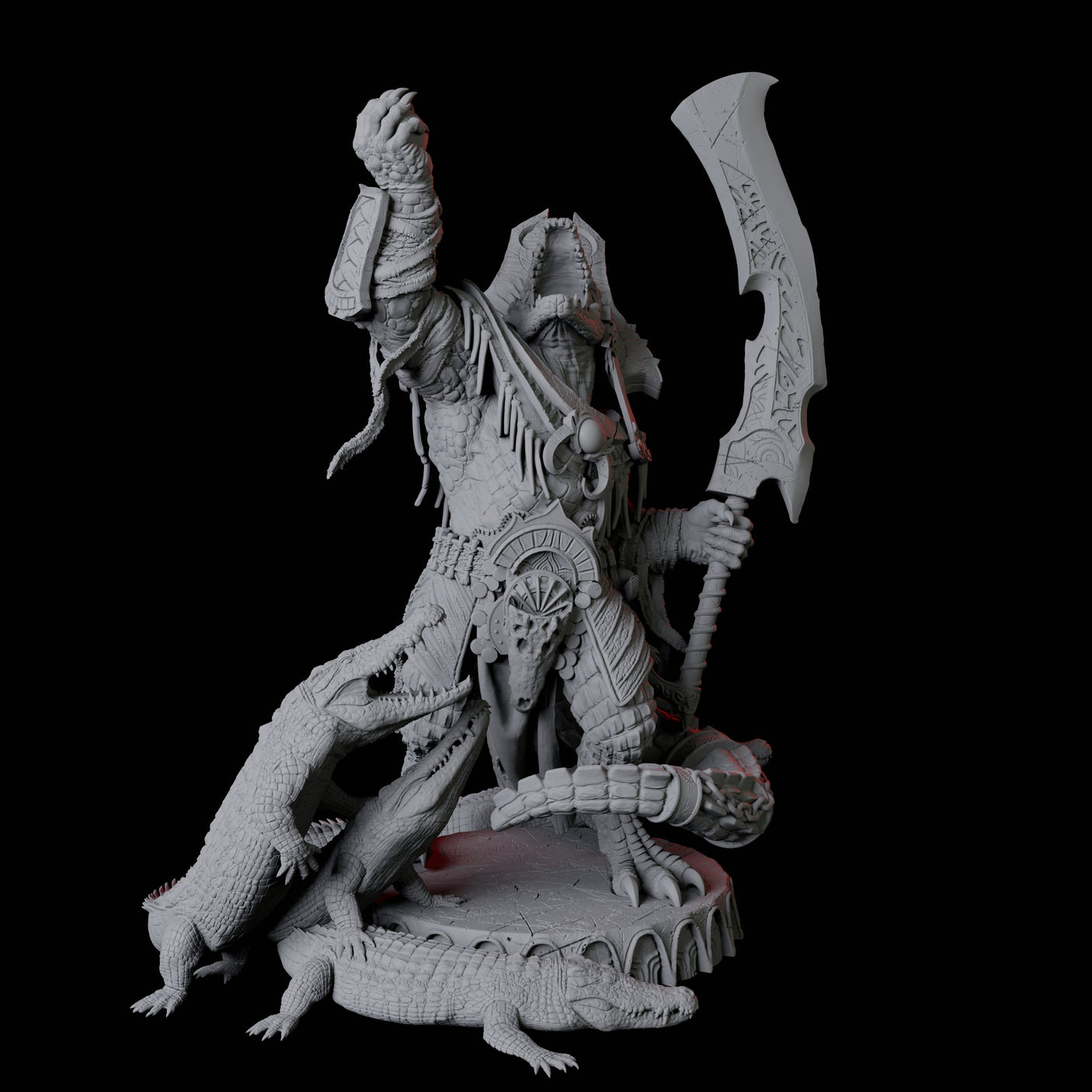 Gargantuan Crocodile Lizardfolk, Avatar of the Dark River Miniature for Dungeons and Dragons, Pathfinder or other TTRPGs