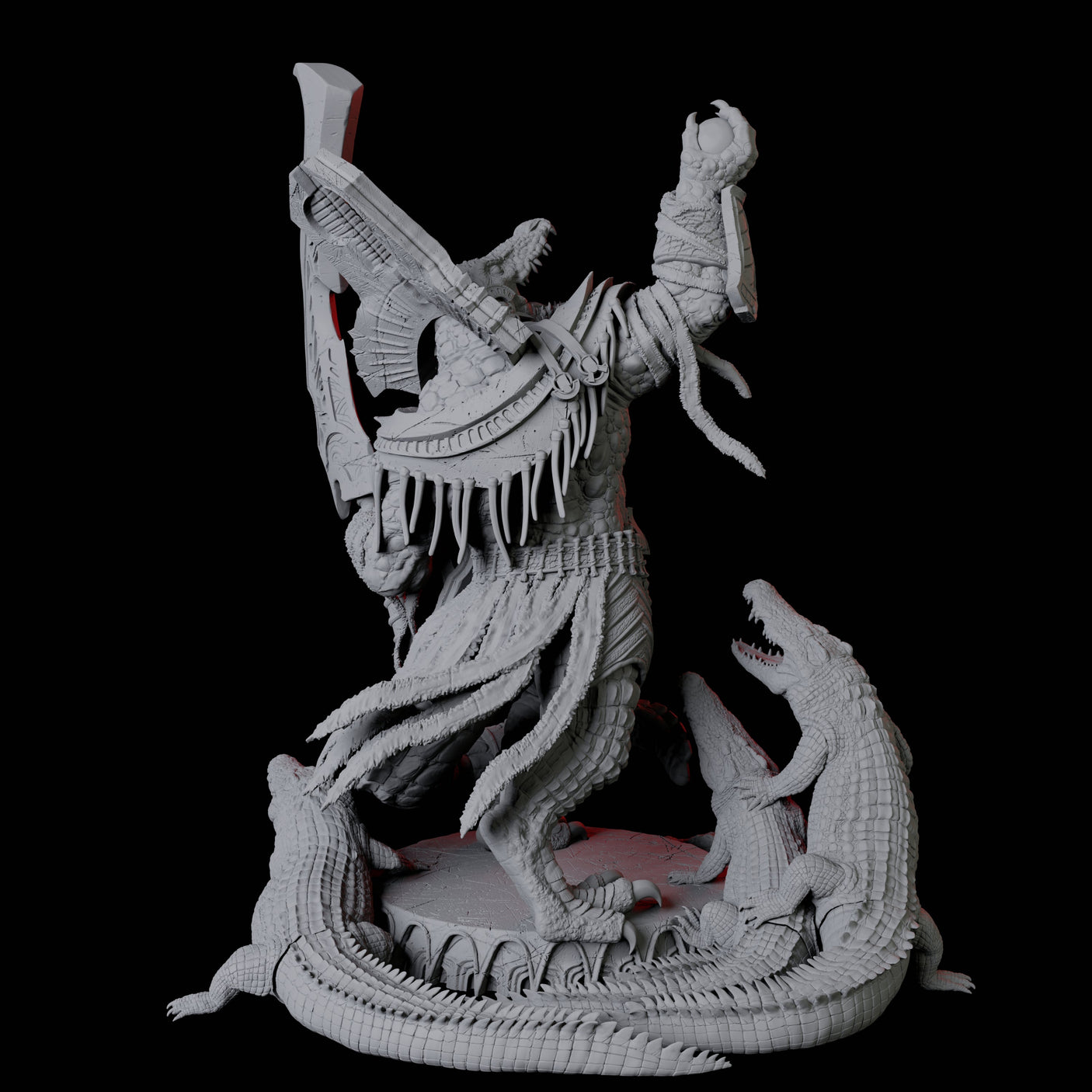 Gargantuan Crocodile Lizardfolk, Avatar of the Dark River Miniature for Dungeons and Dragons, Pathfinder or other TTRPGs