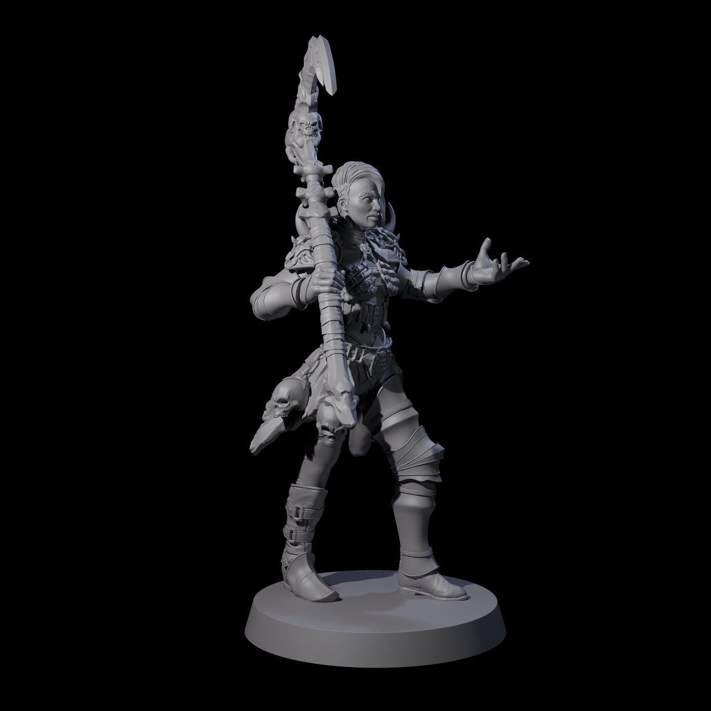 Gesturing Armoured Necromancer Miniature for Dungeons and Dragons, Pathfinder or other TTRPGs
