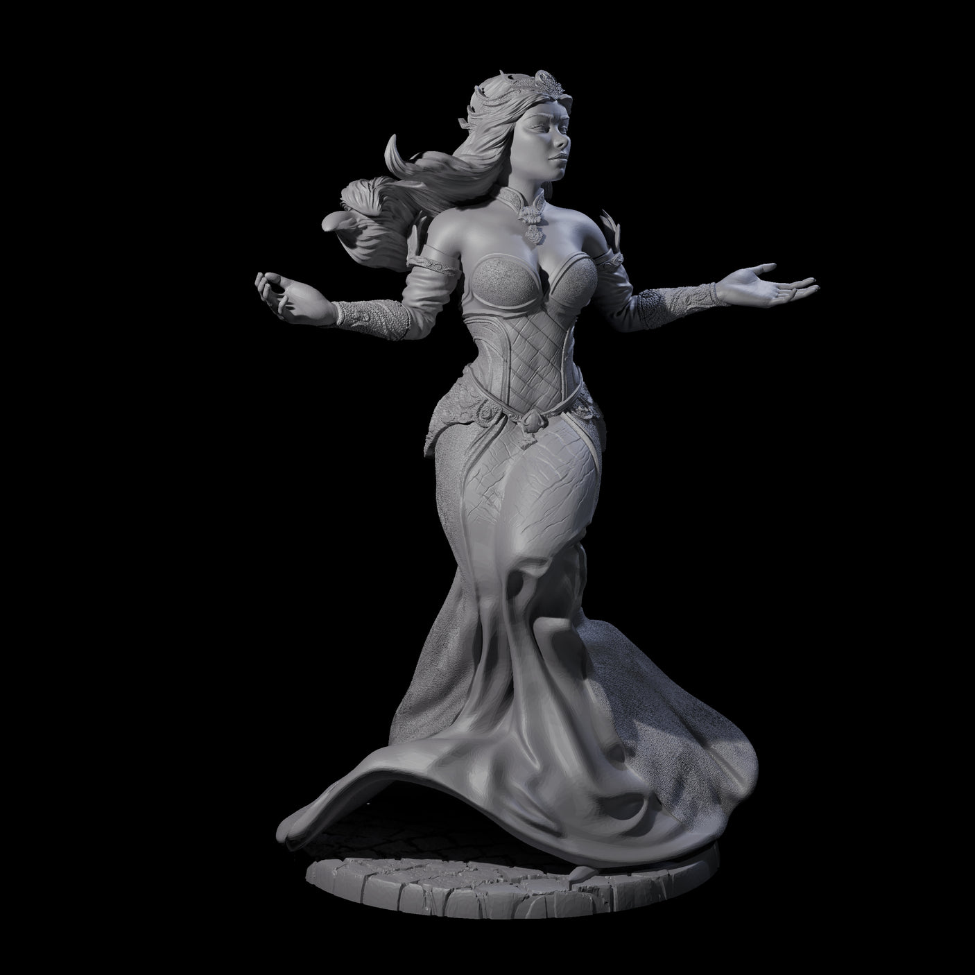 Gesturing Regal Queen Miniature for Dungeons and Dragons, Pathfinder or other TTRPGs