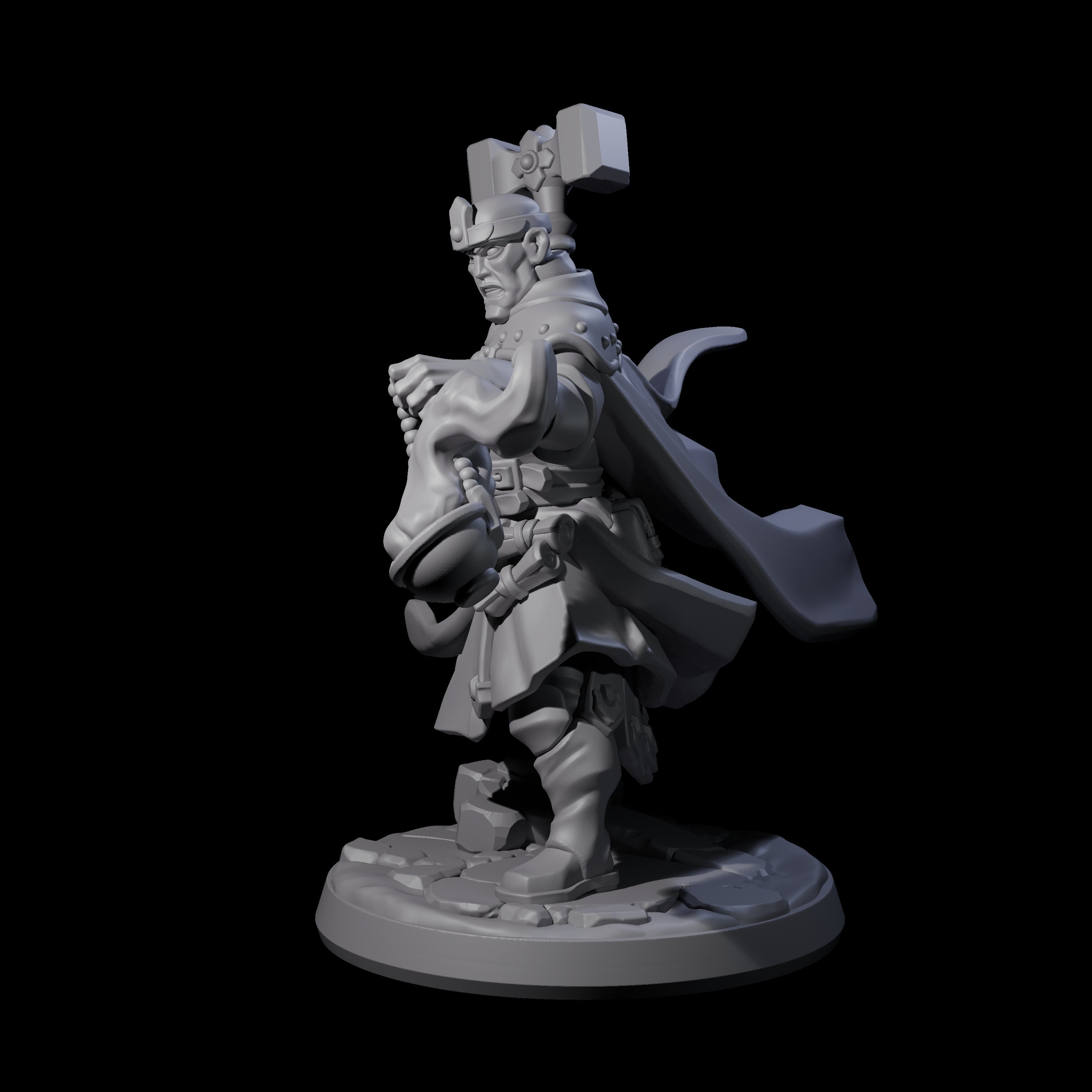 Gesturing Warrior Priest Miniature for Dungeons and Dragons, Pathfinder or other TTRPGs