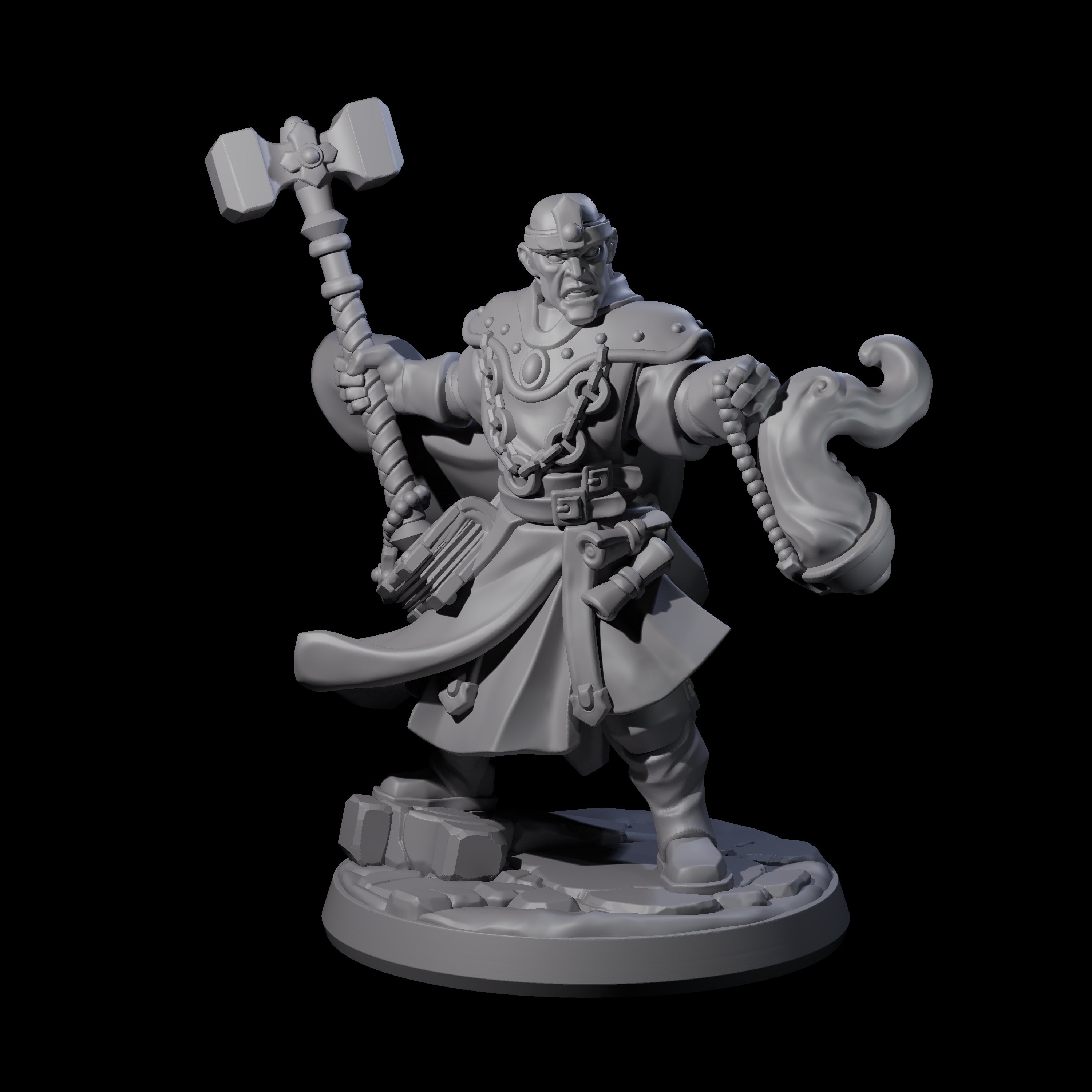 Gesturing Warrior Priest Miniature for Dungeons and Dragons, Pathfinder or other TTRPGs