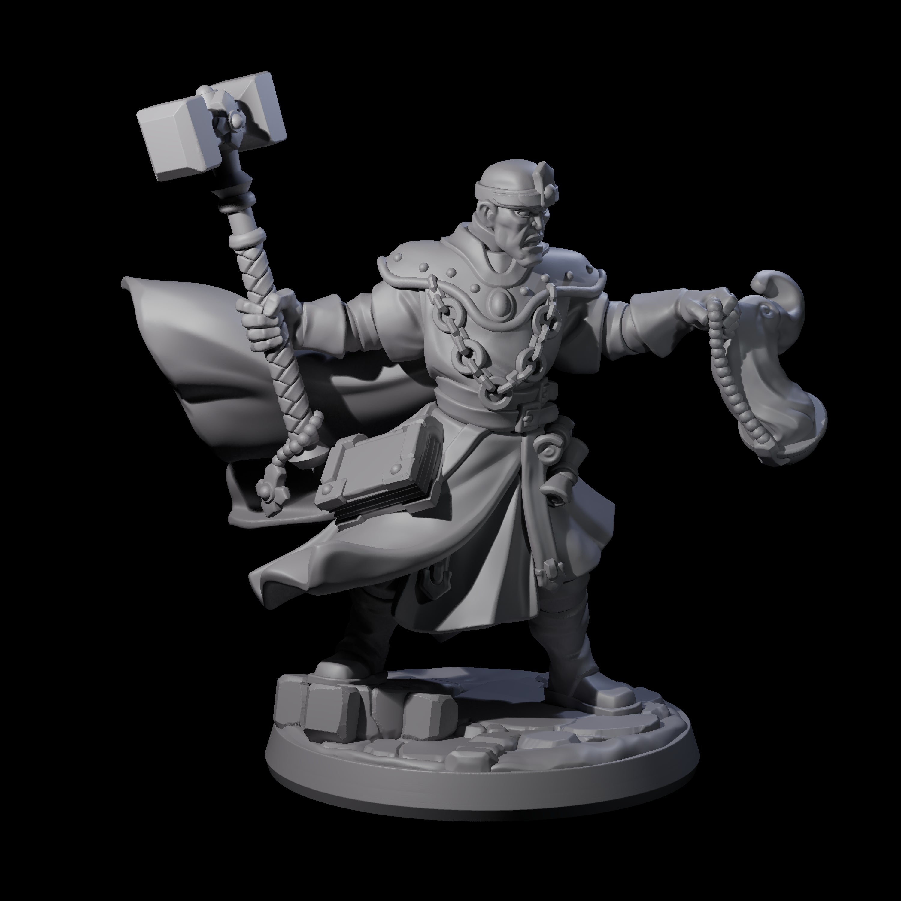 Gesturing Warrior Priest Miniature for Dungeons and Dragons, Pathfinder or other TTRPGs