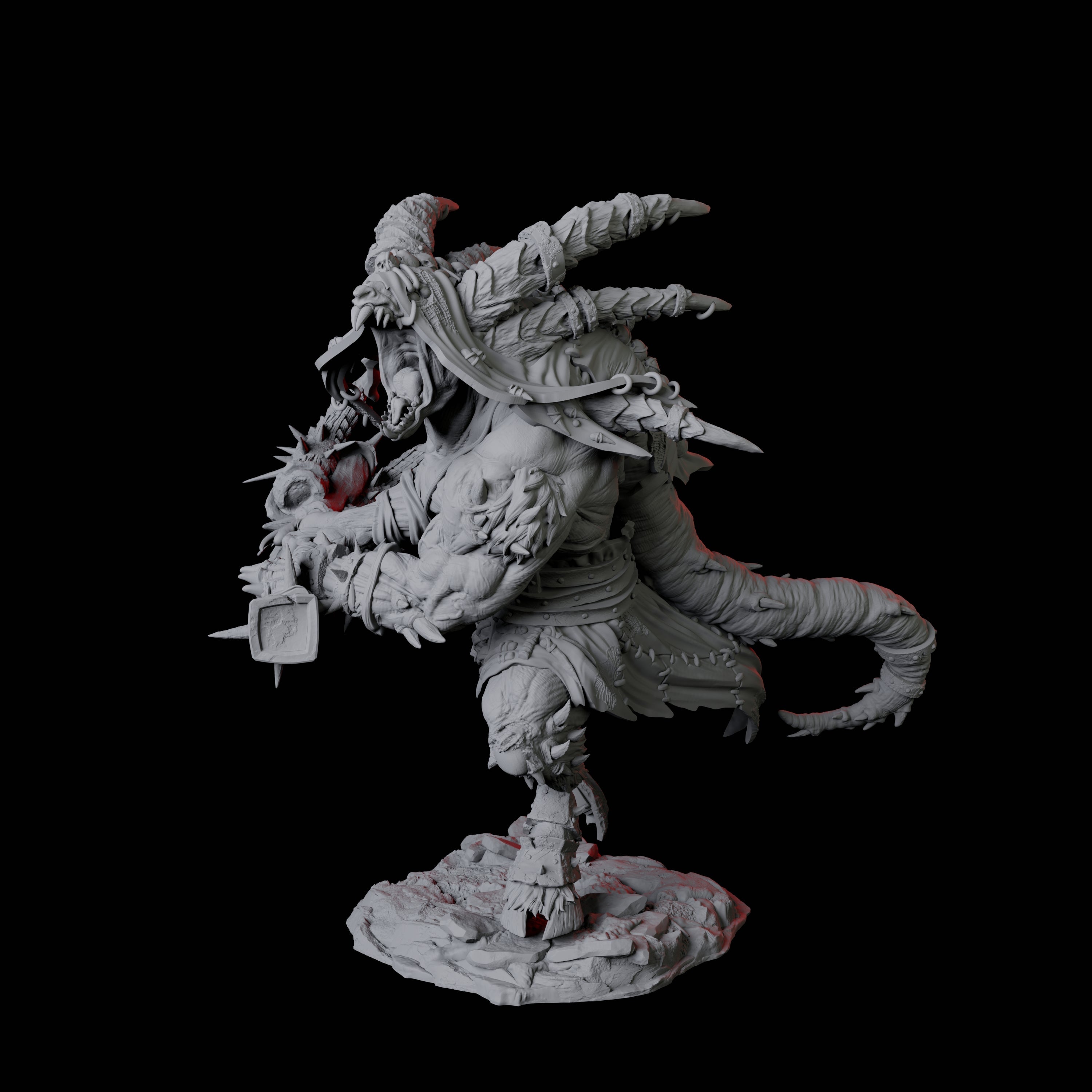 Giant Ratfolk Barbarian A Miniature for Dungeons and Dragons, Pathfinder or other TTRPGs