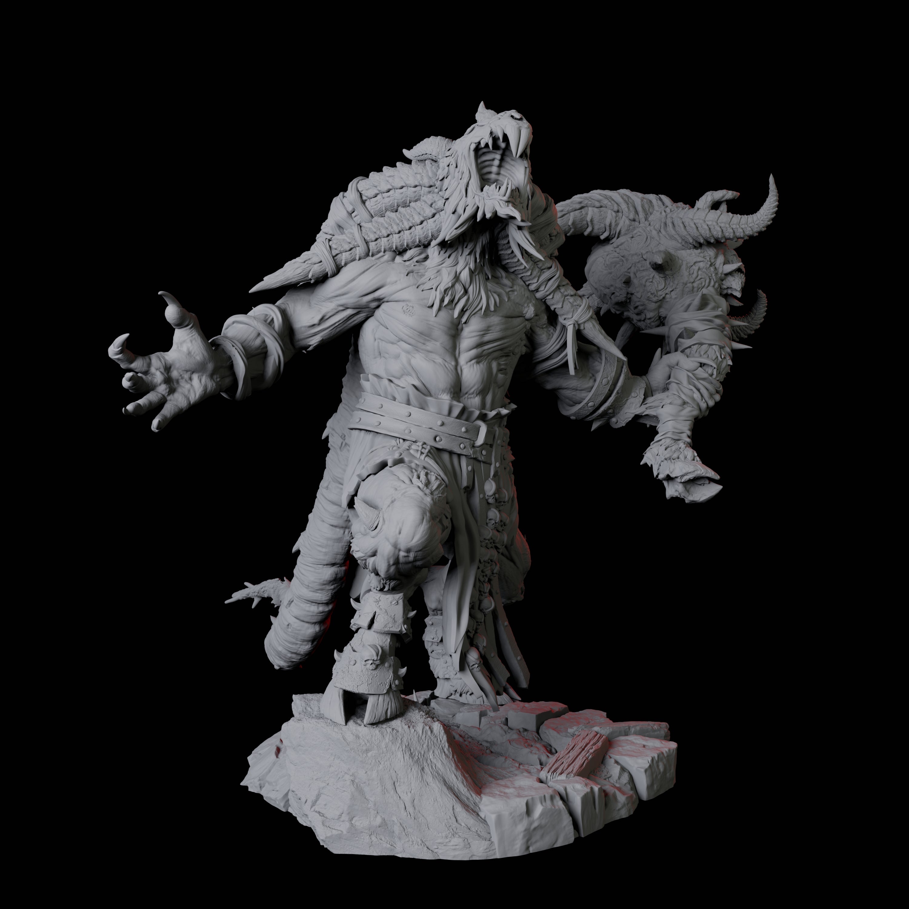 Giant Ratfolk Barbarian B Miniature for Dungeons and Dragons, Pathfinder or other TTRPGs
