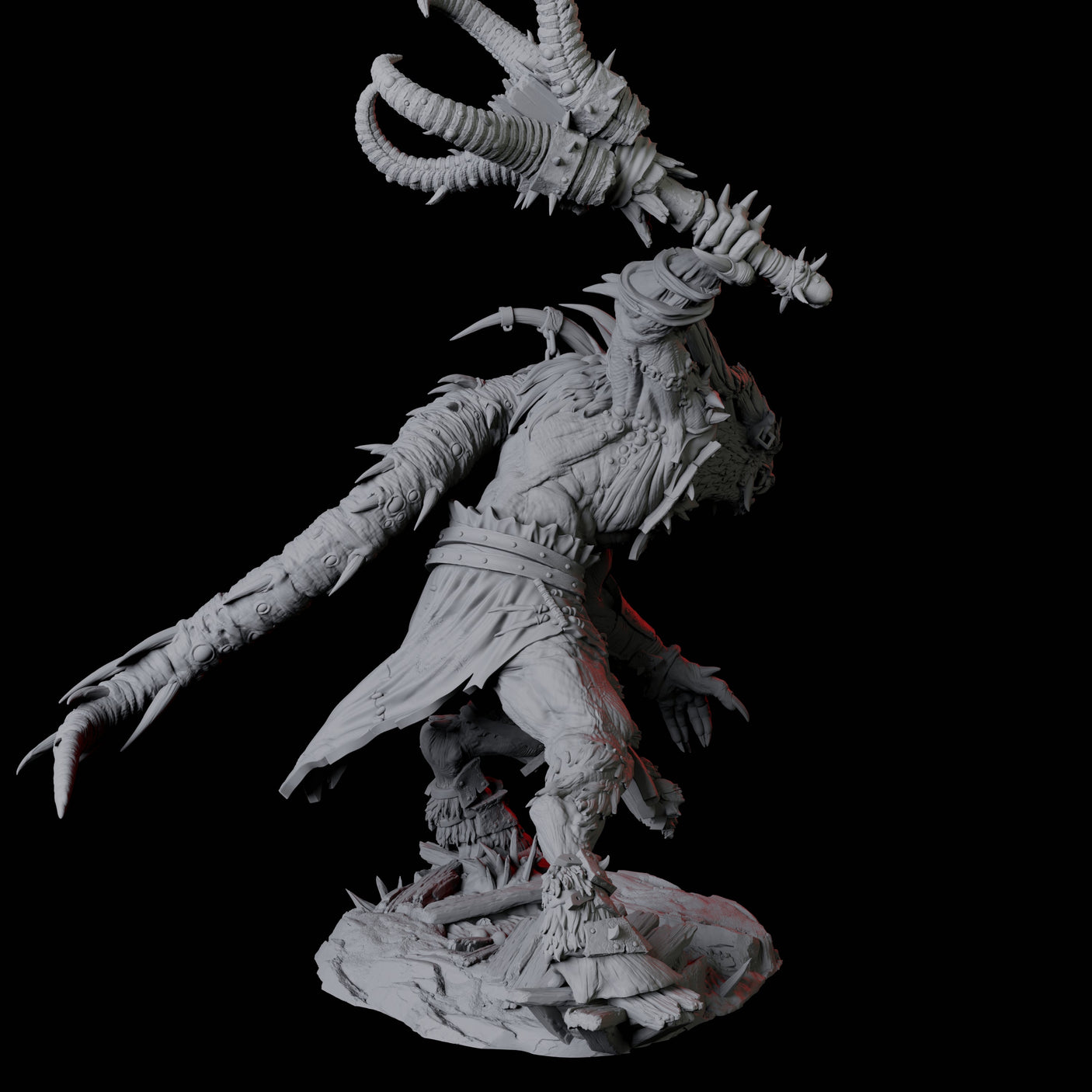 Giant Ratfolk Barbarian C Miniature for Dungeons and Dragons, Pathfinder or other TTRPGs