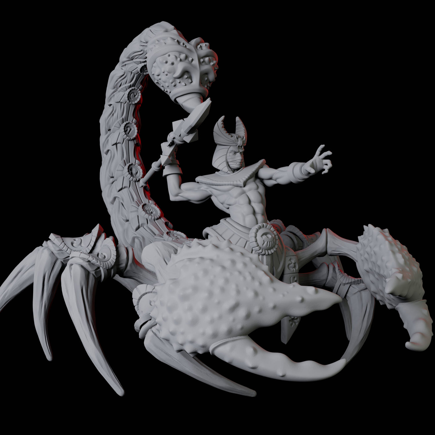 Giant Scorpion Mounted Warrior B Miniature for Dungeons and Dragons, Pathfinder or other TTRPGs
