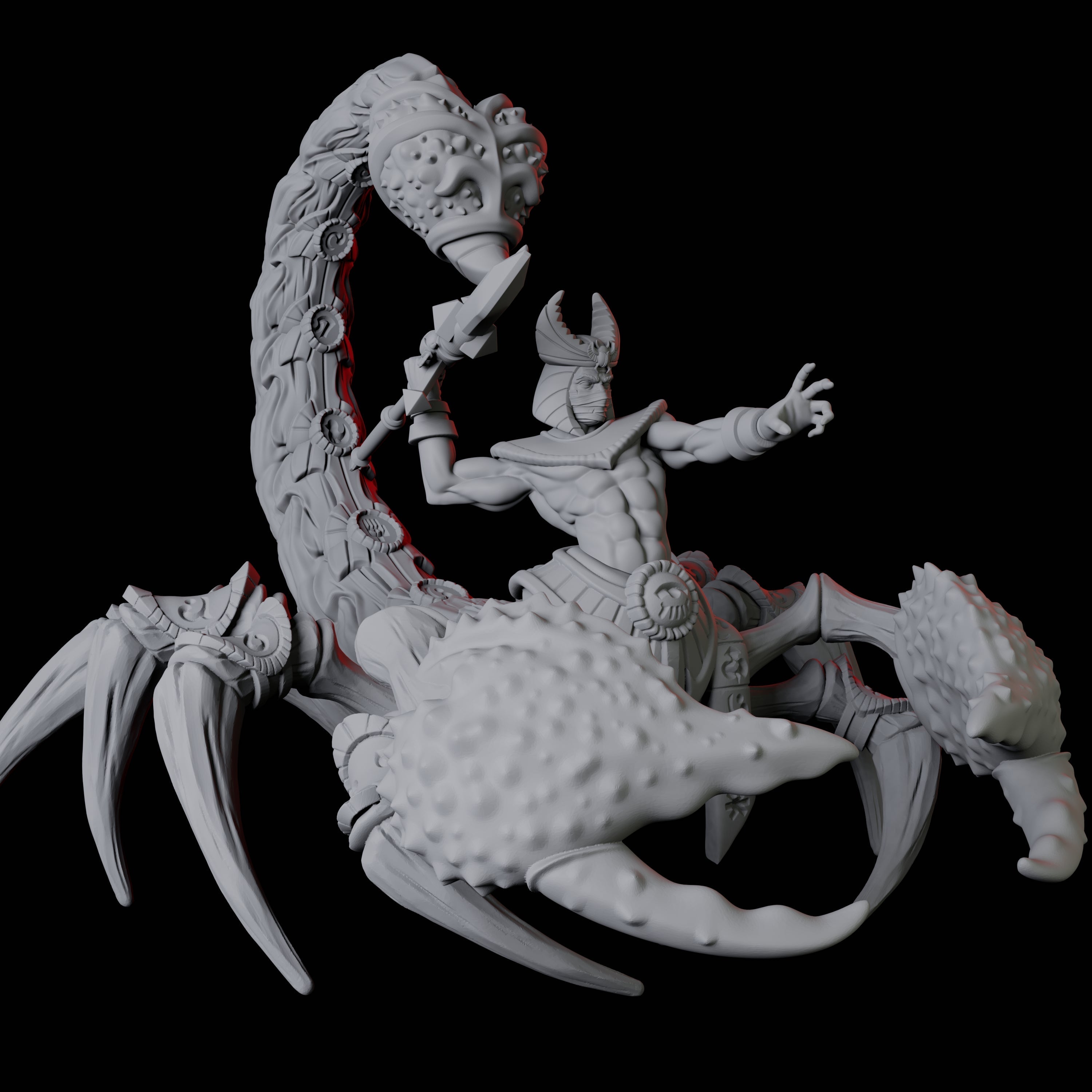 Giant Scorpion Mounted Warrior B Miniature for Dungeons and Dragons, Pathfinder or other TTRPGs