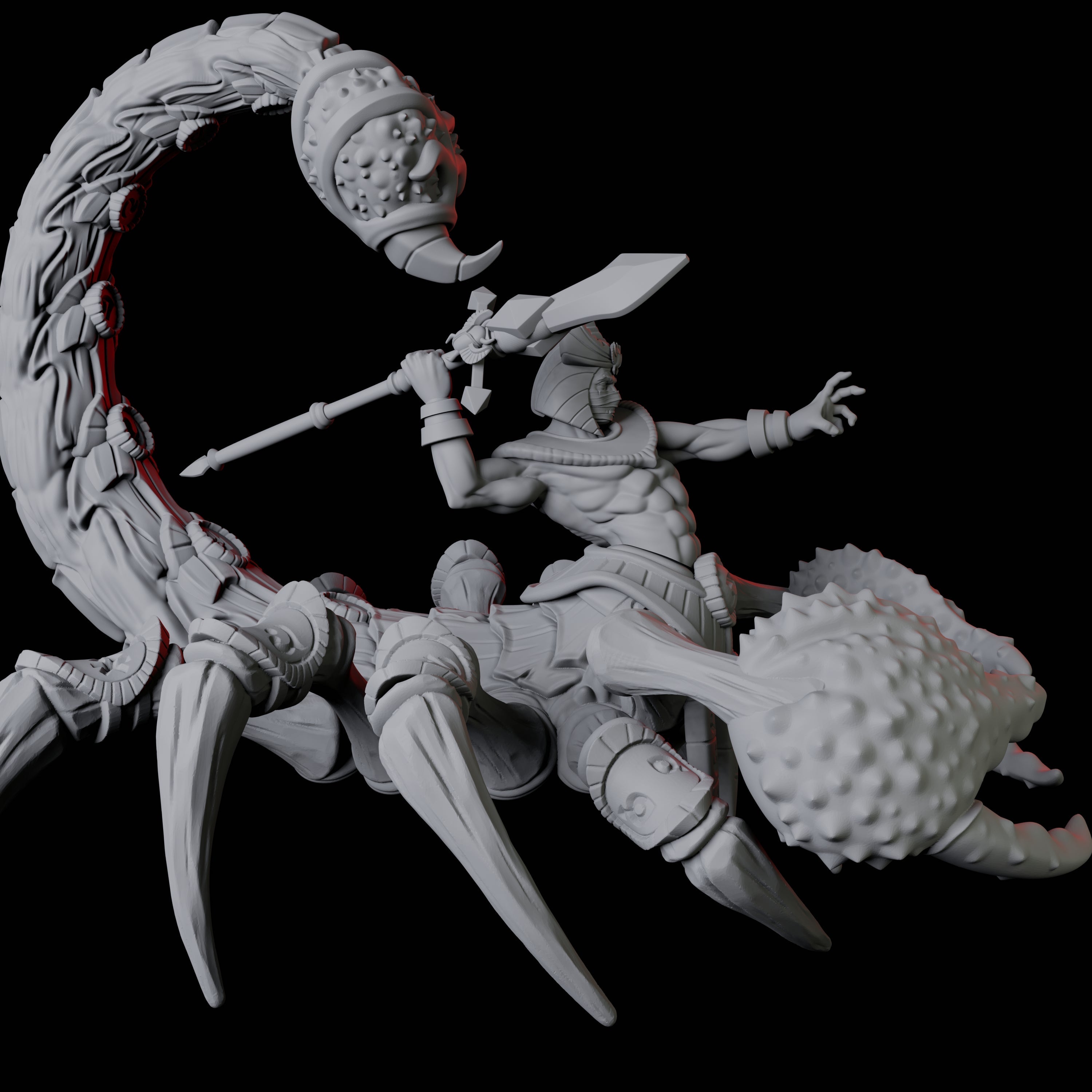 Giant Scorpion Mounted Warrior B Miniature for Dungeons and Dragons, Pathfinder or other TTRPGs