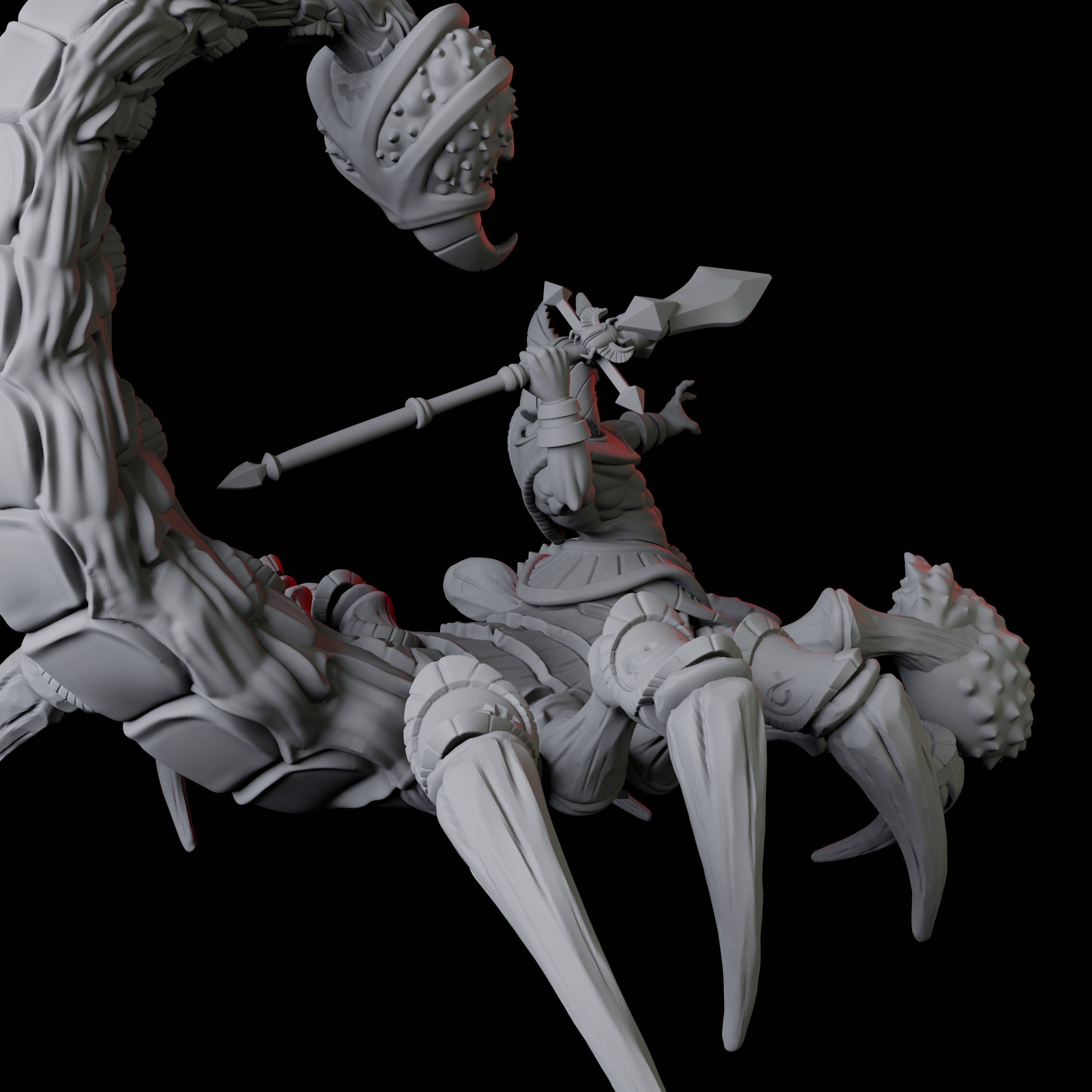 Giant Scorpion Mounted Warrior B Miniature for Dungeons and Dragons, Pathfinder or other TTRPGs