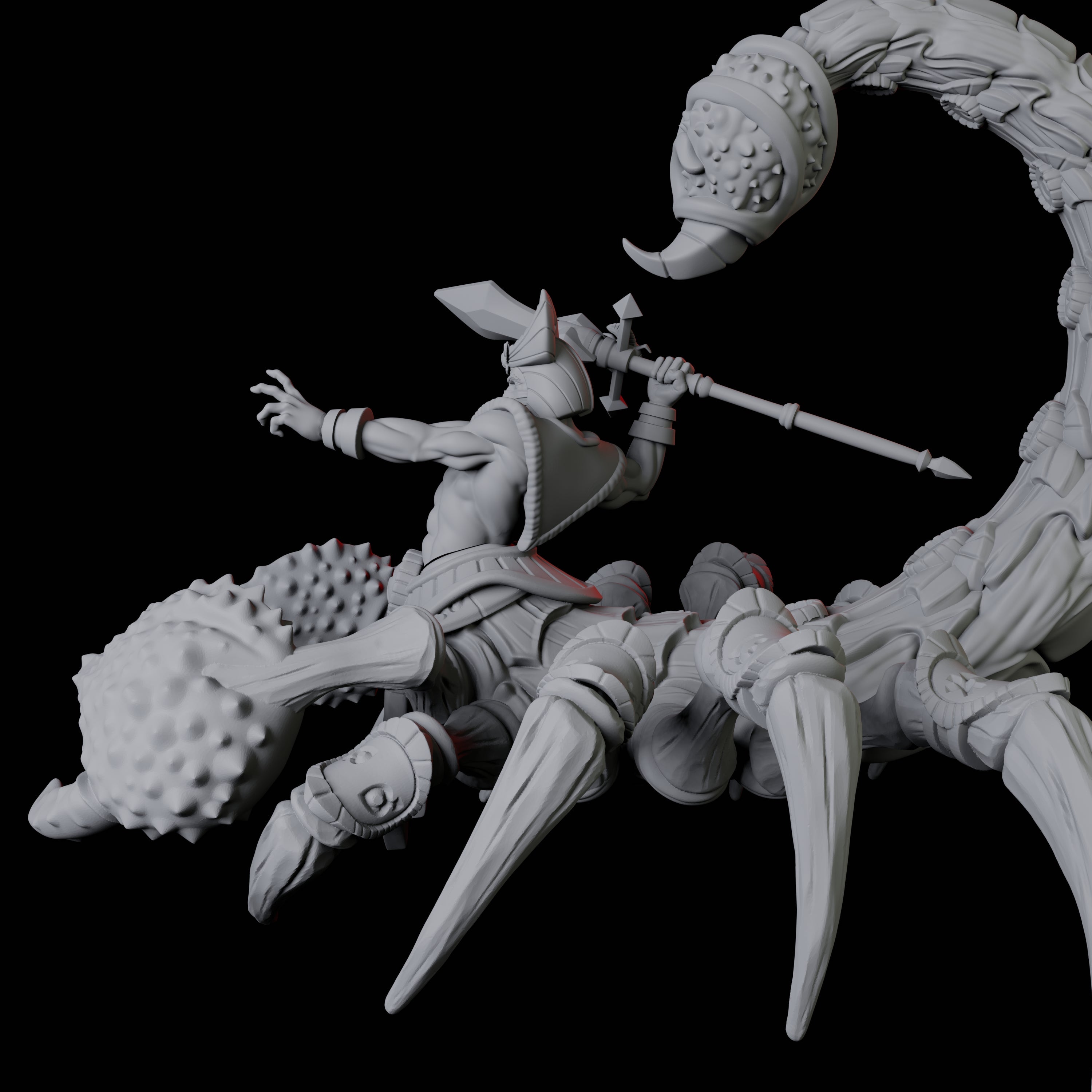 Giant Scorpion Mounted Warrior B Miniature for Dungeons and Dragons, Pathfinder or other TTRPGs
