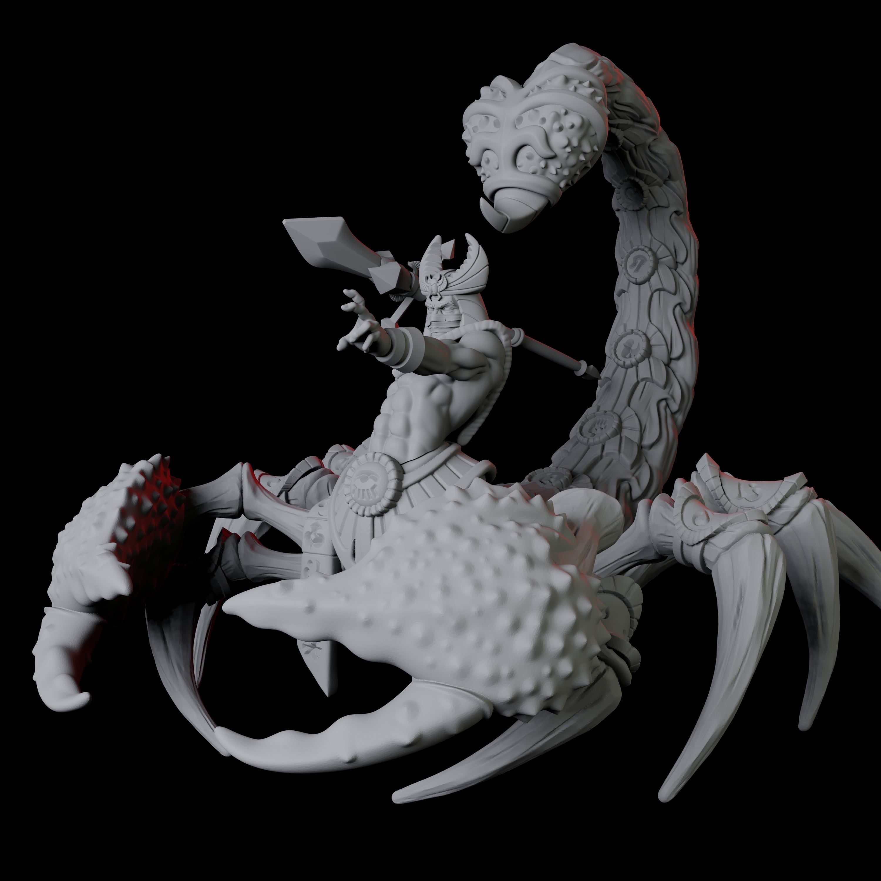 Giant Scorpion Mounted Warrior B Miniature for Dungeons and Dragons, Pathfinder or other TTRPGs