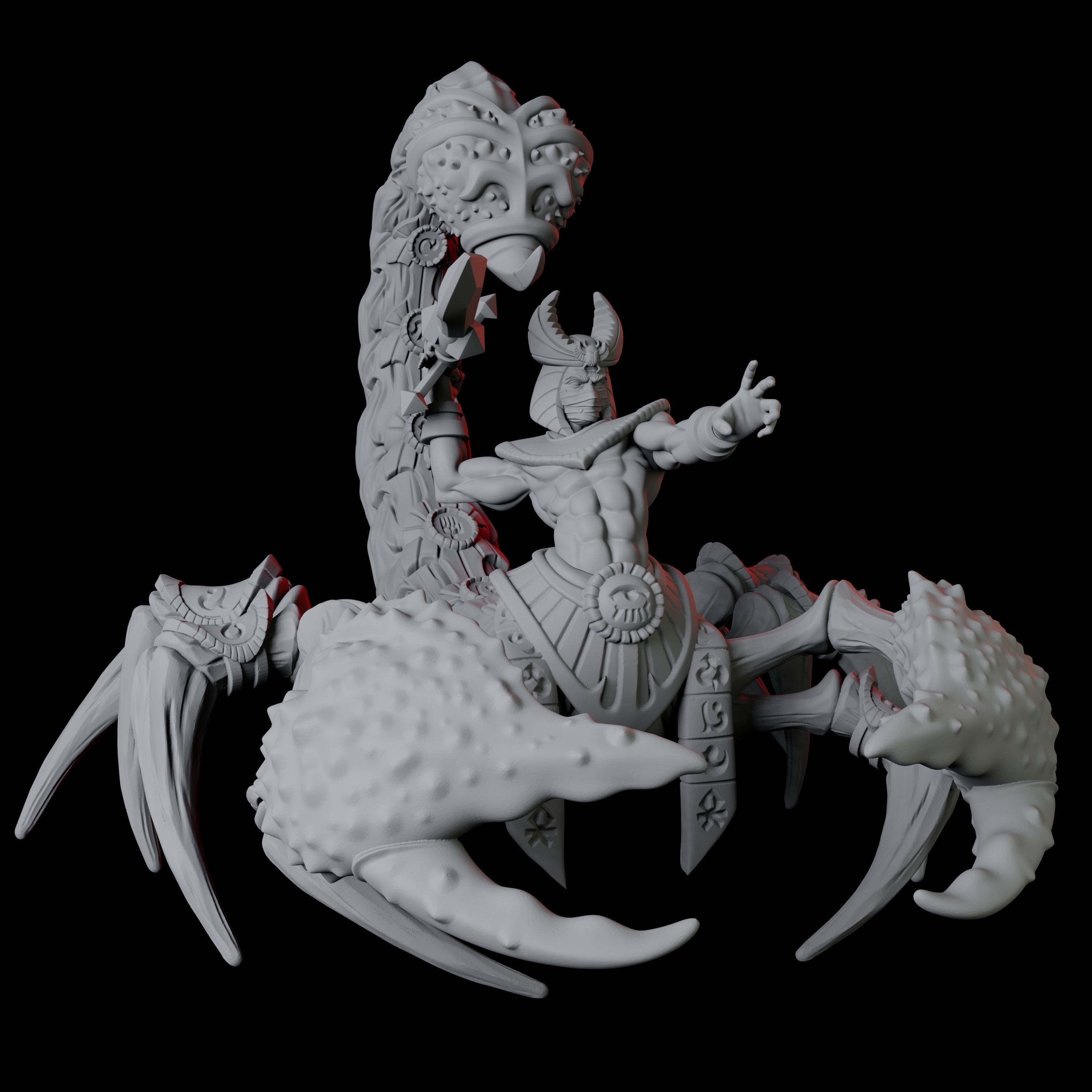 Giant Scorpion Mounted Warrior B Miniature for Dungeons and Dragons, Pathfinder or other TTRPGs