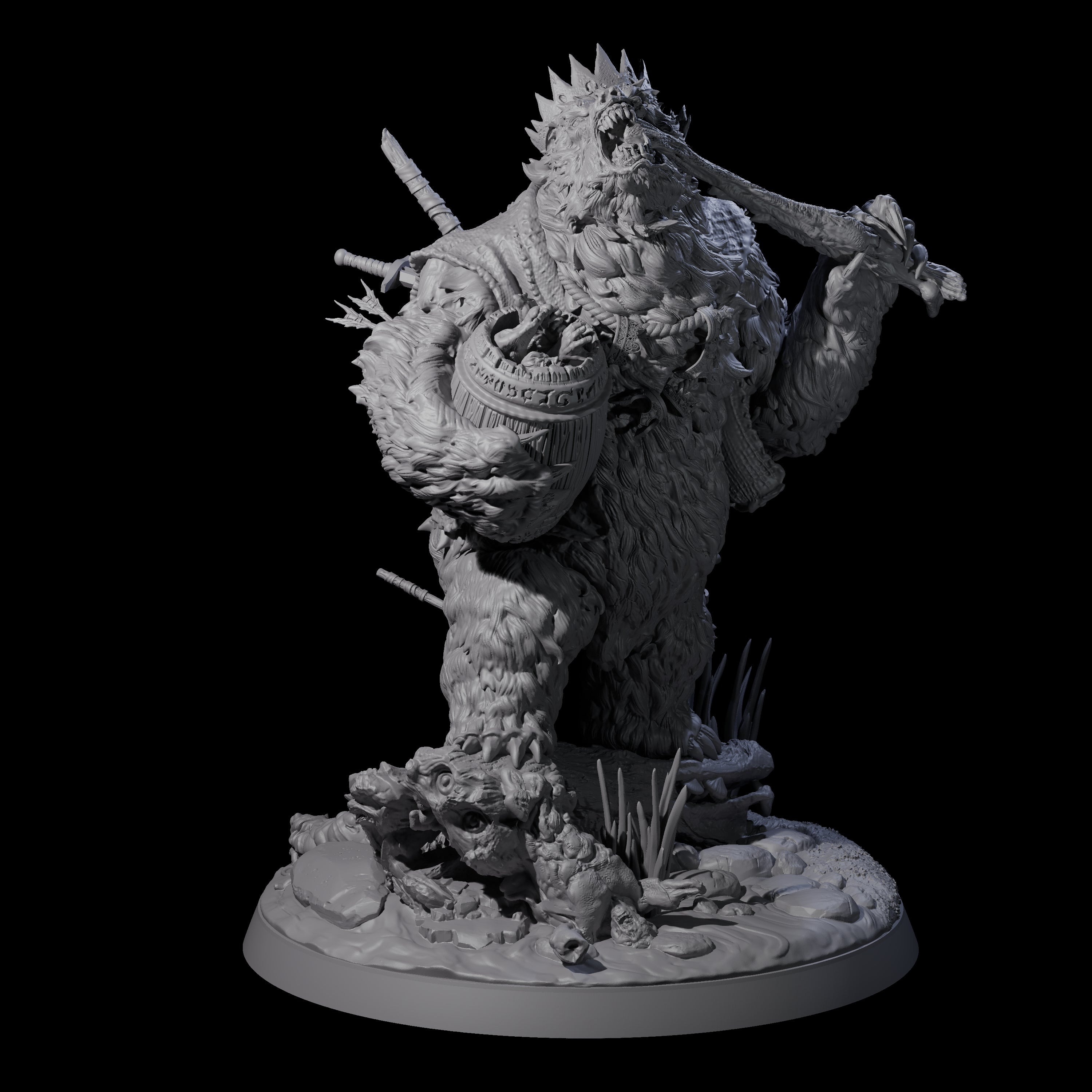 Gnawing King of the Forest Bear Miniature for Dungeons and Dragons, Pathfinder or other TTRPGs