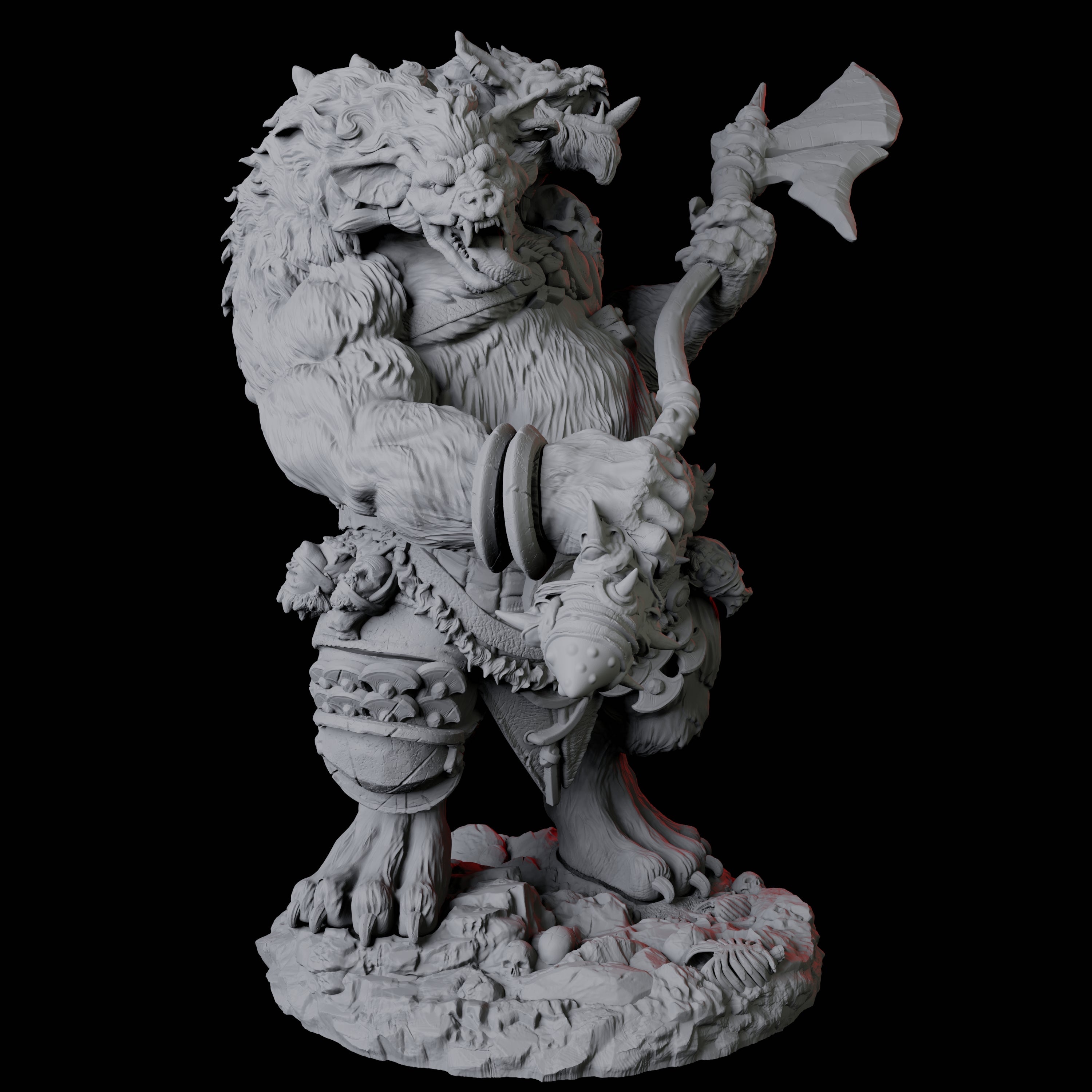 Gnoll Ettin A Miniature for Dungeons and Dragons, Pathfinder or other TTRPGs