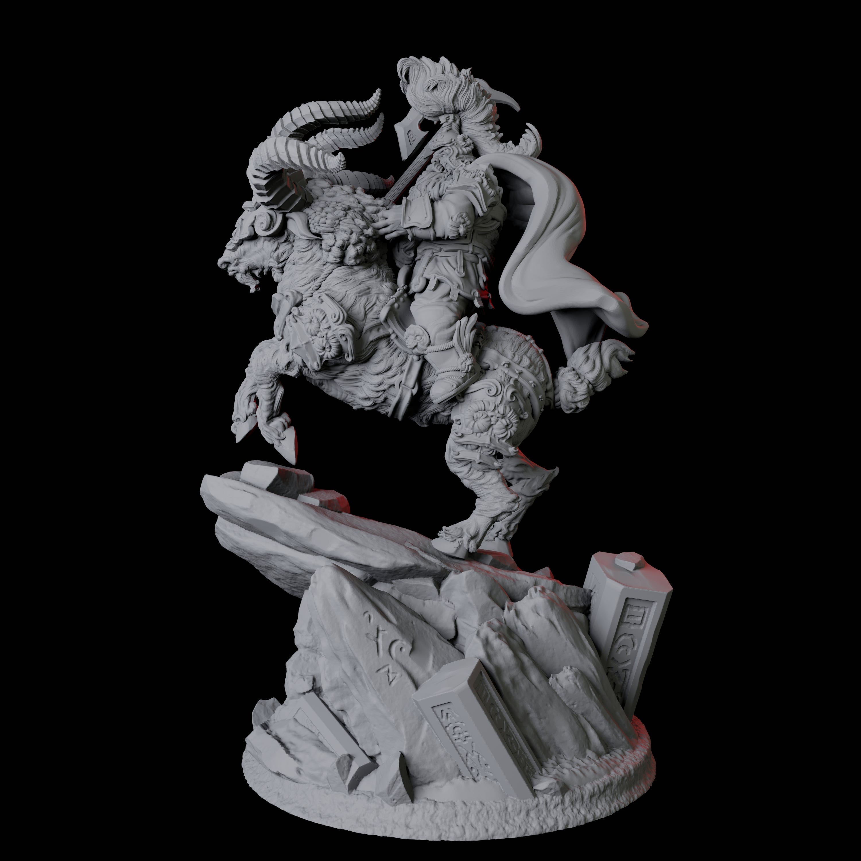 Goat Mounted Dwarf Warrior A Miniature for Dungeons and Dragons, Pathfinder or other TTRPGs