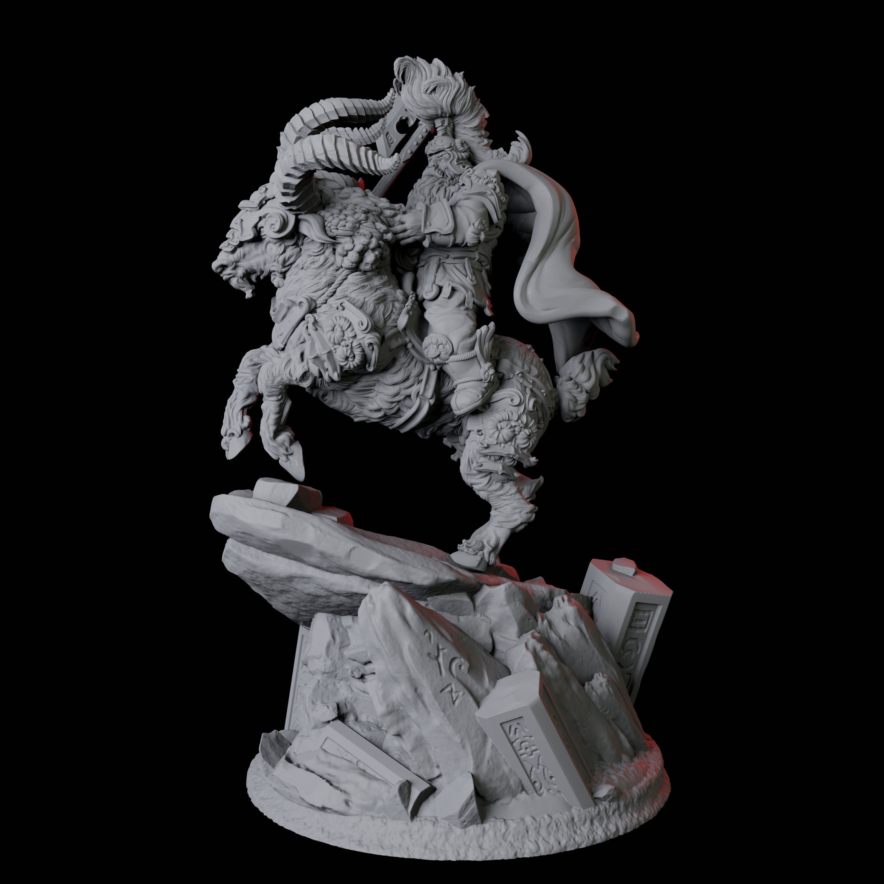 Goat Mounted Dwarf Warrior A Miniature for Dungeons and Dragons, Pathfinder or other TTRPGs