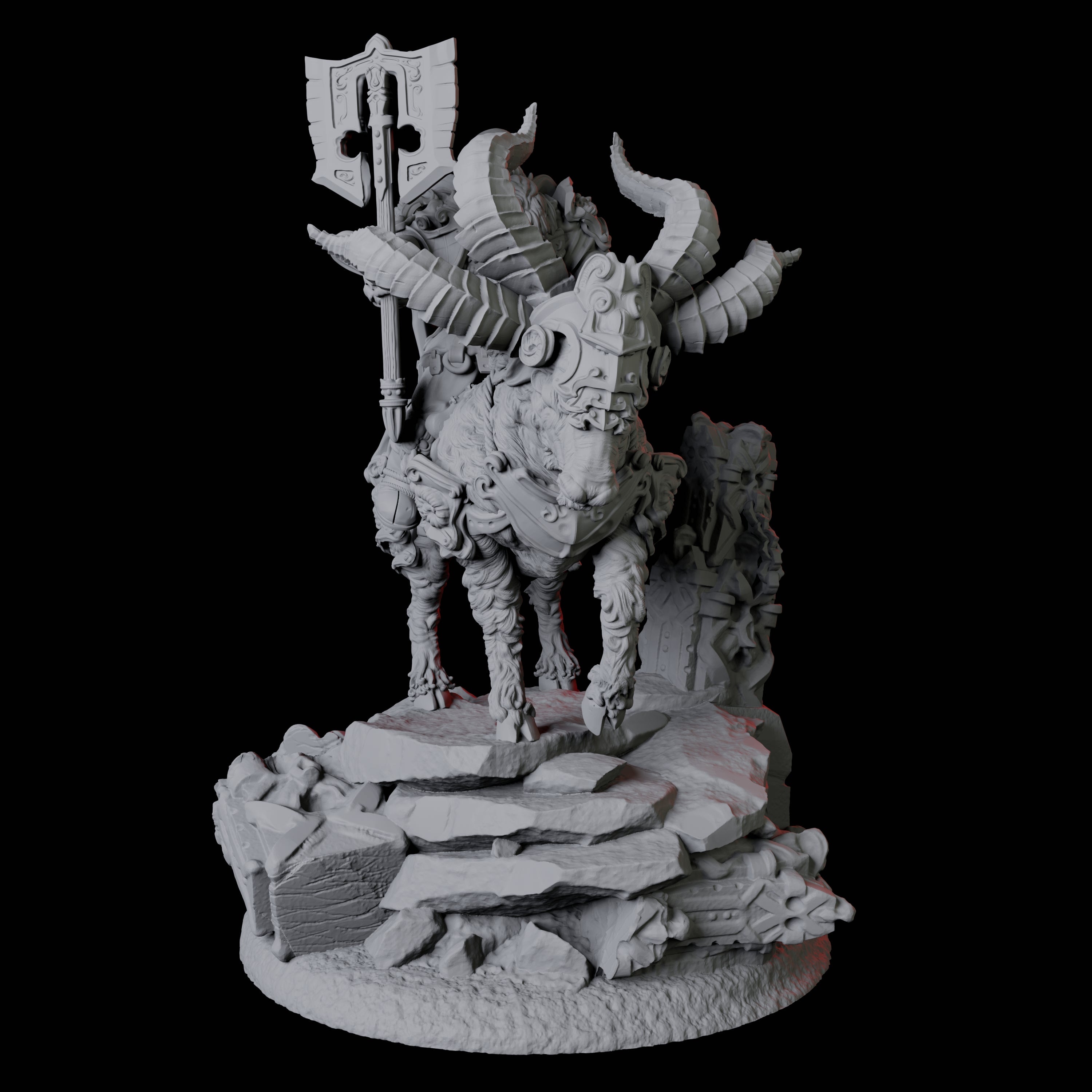 Goat Mounted Dwarf Warrior B Miniature for Dungeons and Dragons, Pathfinder or other TTRPGs
