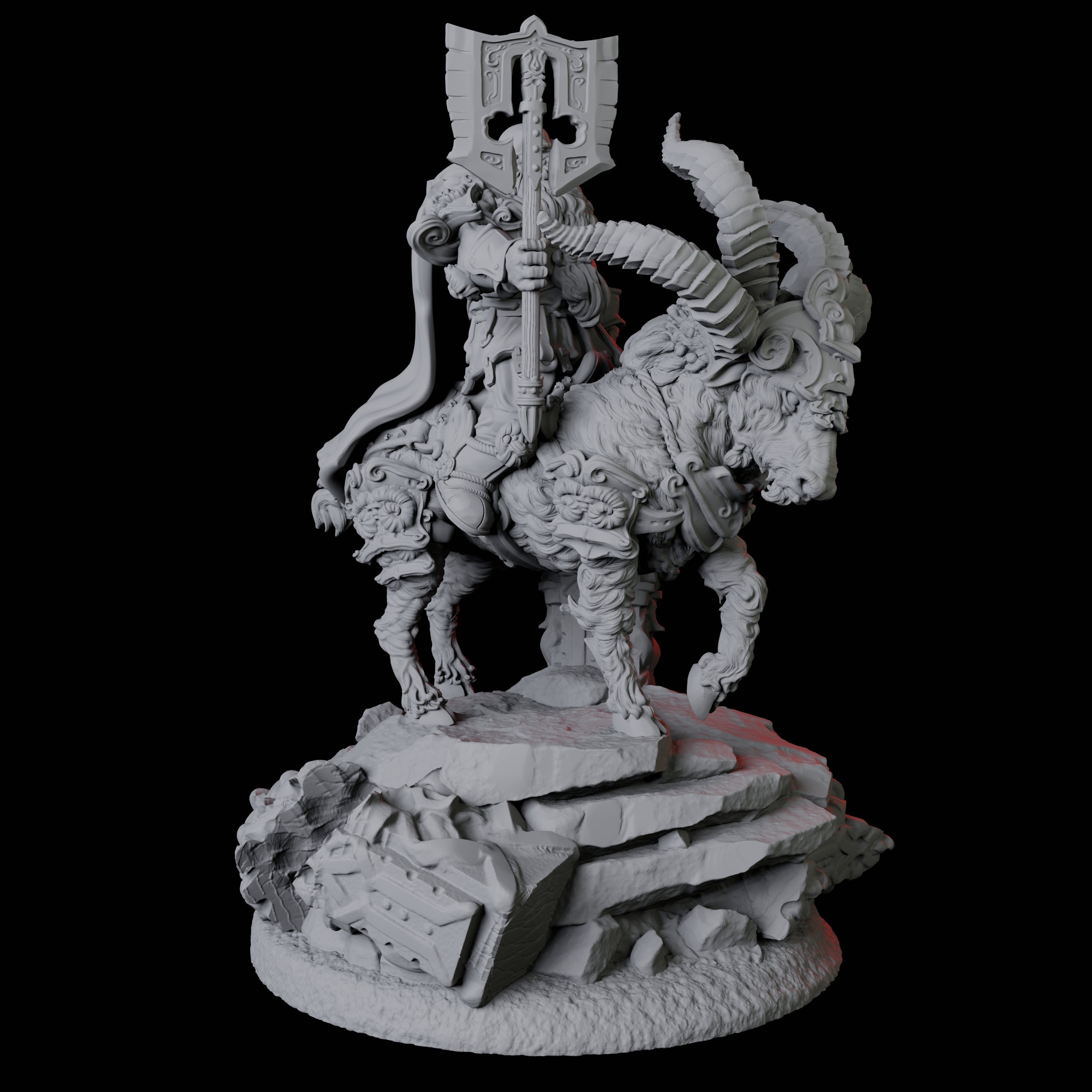 Goat Mounted Dwarf Warrior B Miniature for Dungeons and Dragons, Pathfinder or other TTRPGs
