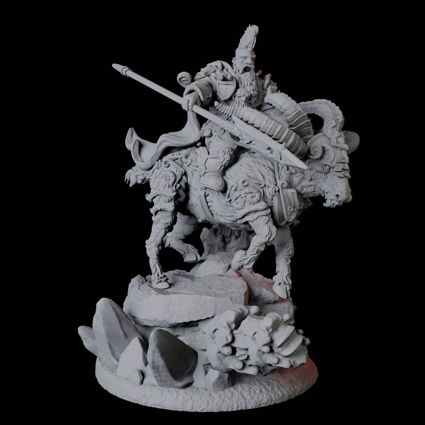 Goat Mounted Dwarf Warrior C Miniature for Dungeons and Dragons, Pathfinder or other TTRPGs