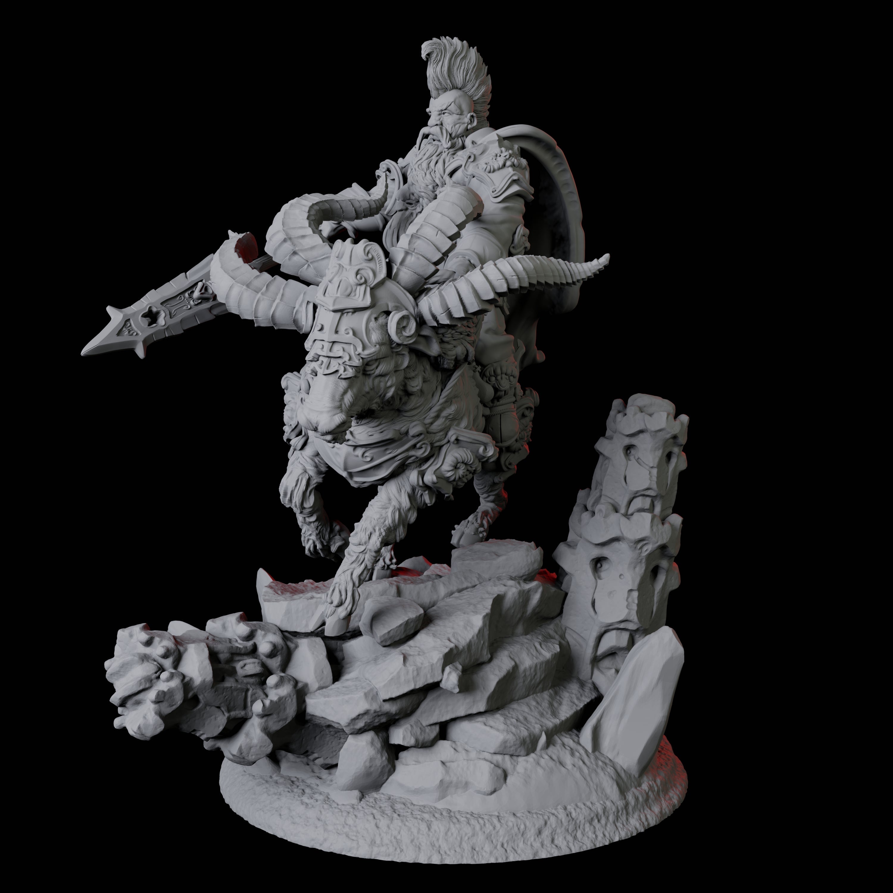 Goat Mounted Dwarf Warrior C Miniature for Dungeons and Dragons, Pathfinder or other TTRPGs