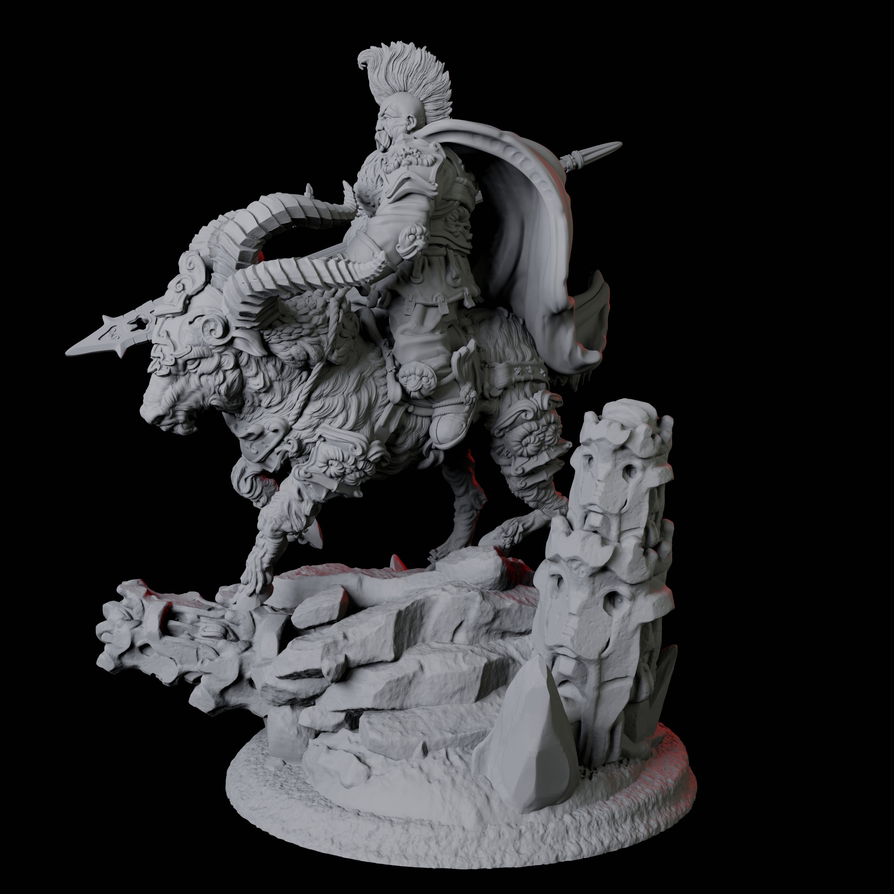 Goat Mounted Dwarf Warrior C Miniature for Dungeons and Dragons, Pathfinder or other TTRPGs