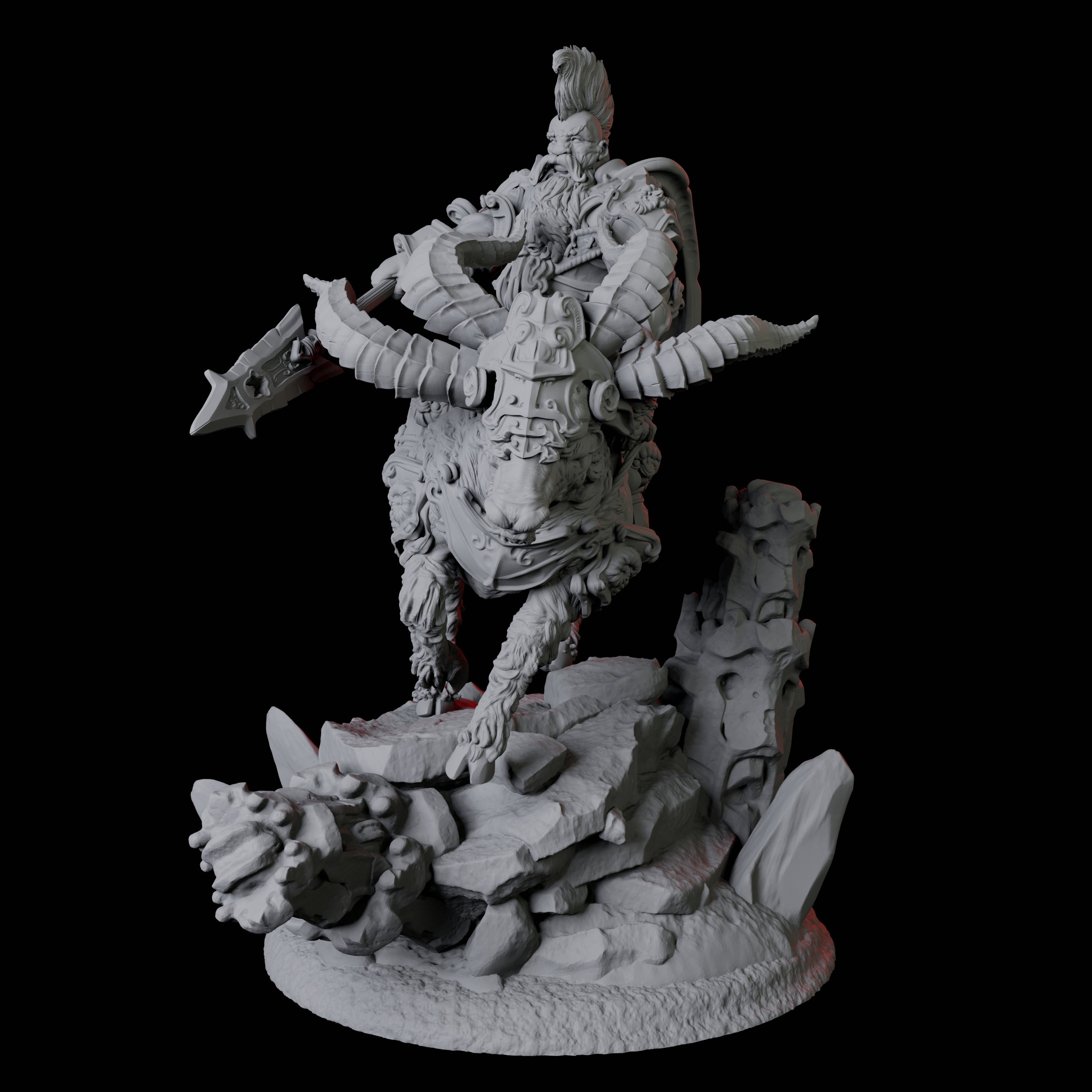Goat Mounted Dwarf Warrior C Miniature for Dungeons and Dragons, Pathfinder or other TTRPGs