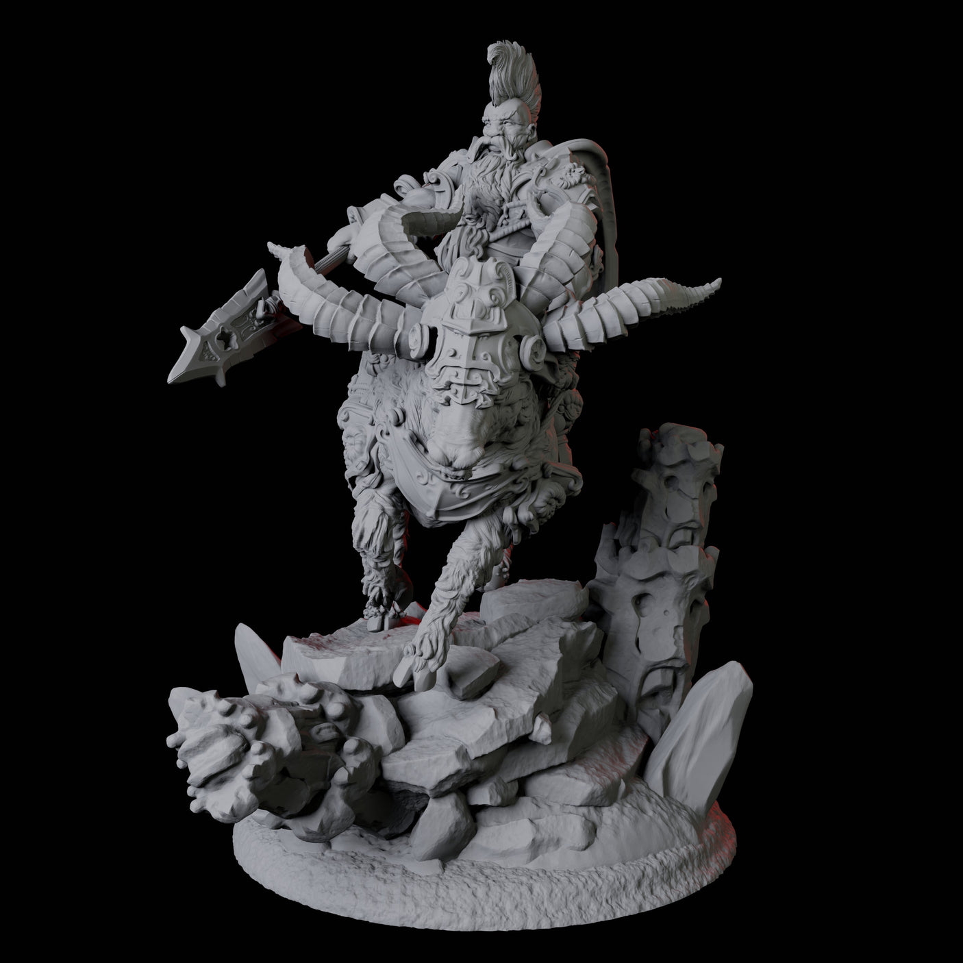 Goat Mounted Dwarf Warrior C Miniature for Dungeons and Dragons, Pathfinder or other TTRPGs